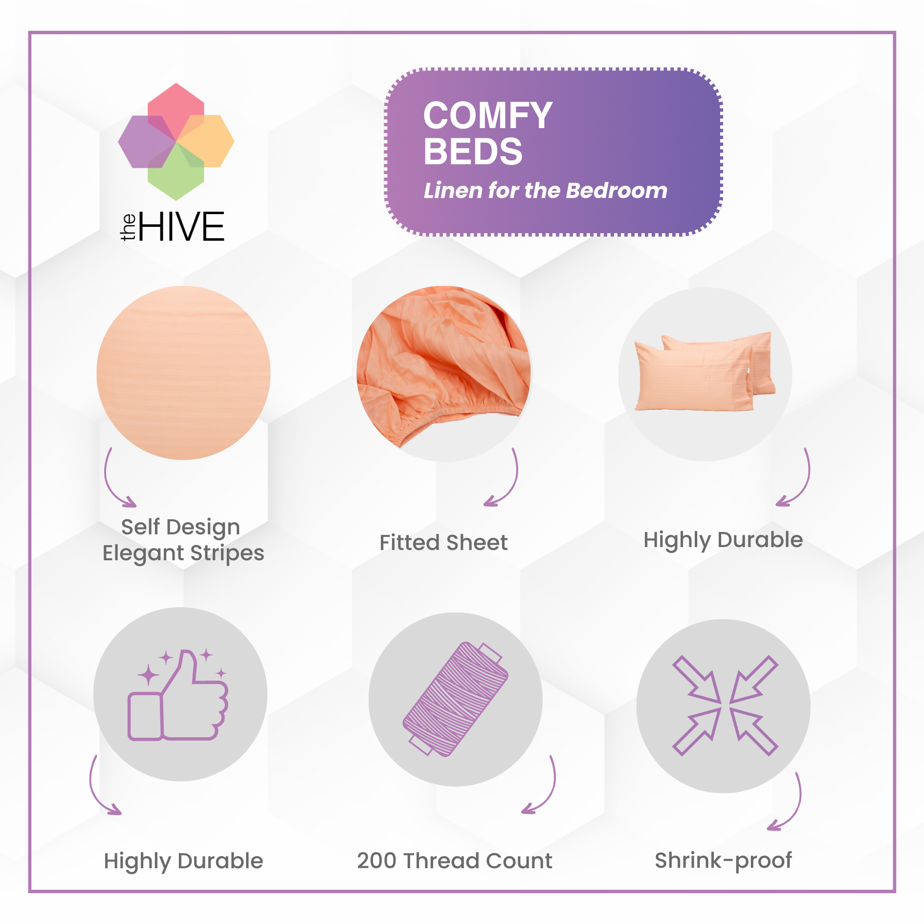 Comfy Beds Double Fitted Sheet Coral,152x198cm