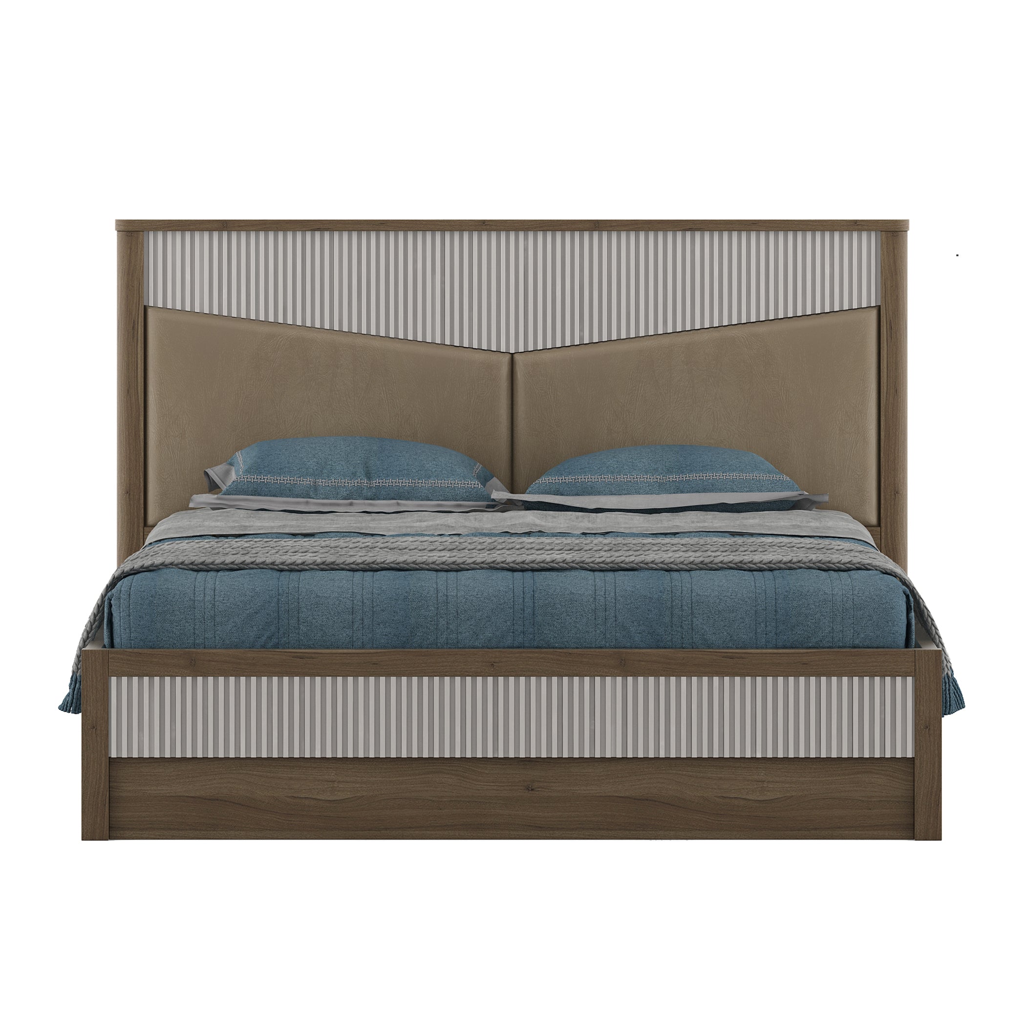 Cascade  King Bed With Hydraulic storage in Lyon walnut Colour