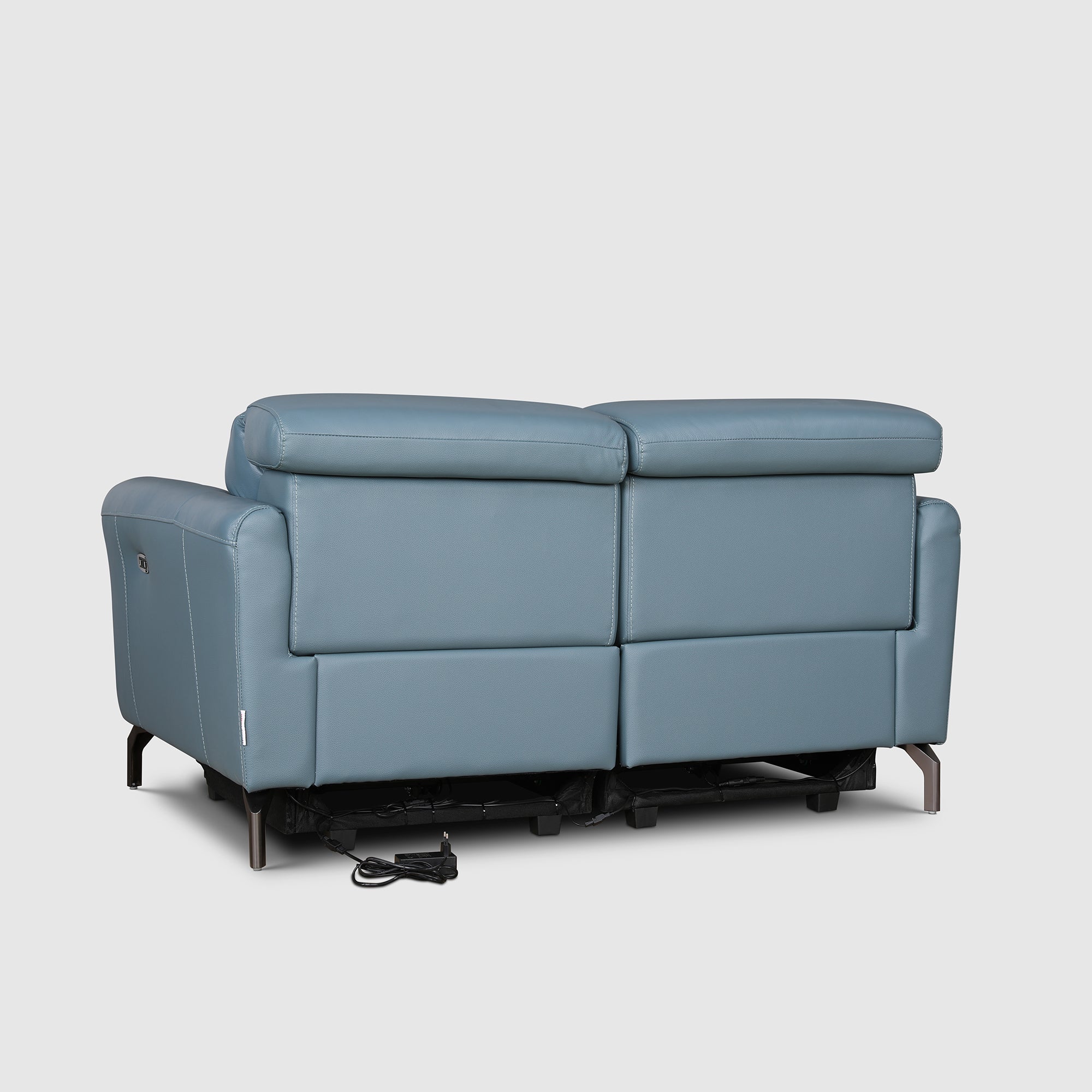 Emilia Half Leather Two Seater Electric Recliner in Blue Colour