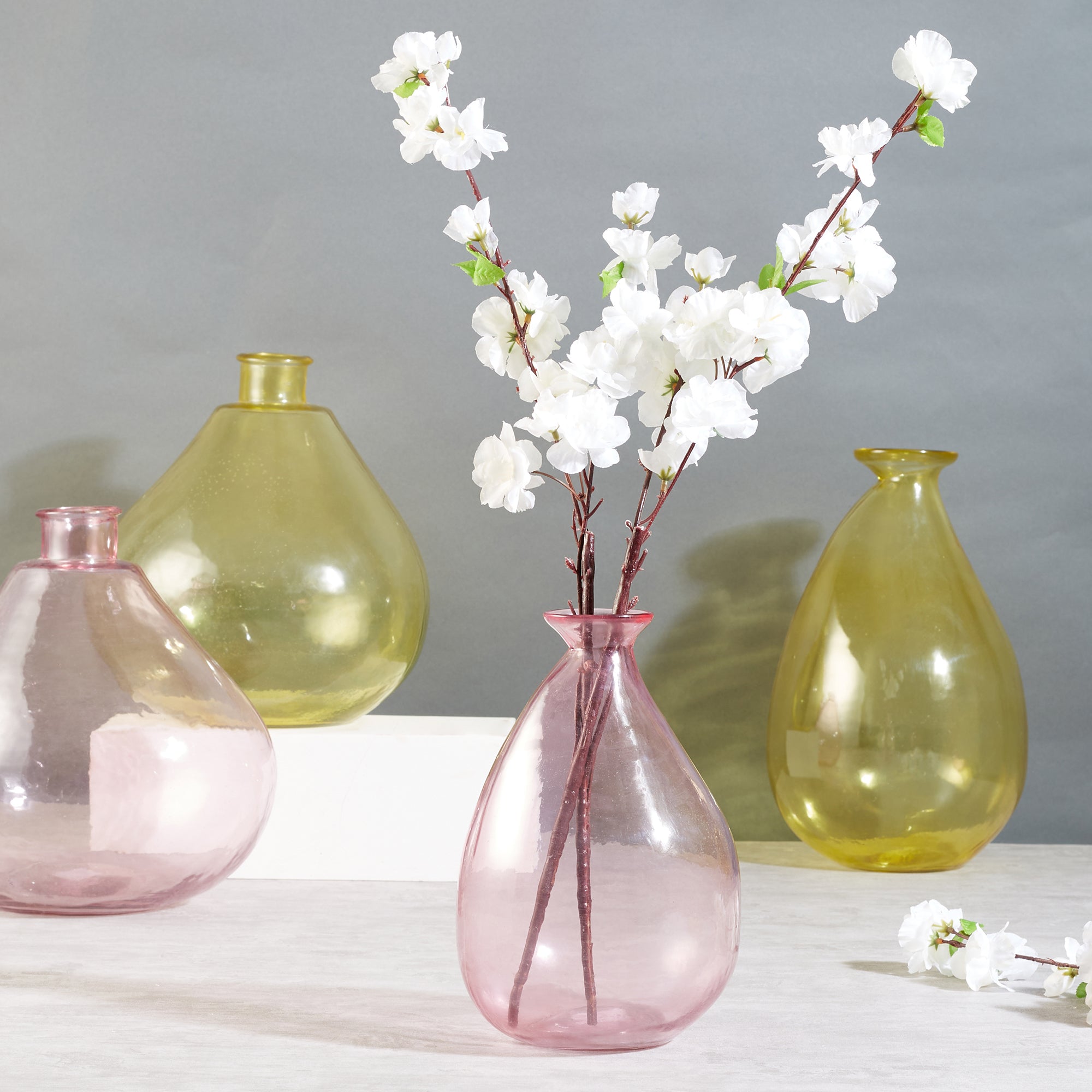 Phiona Glass Modern Organic Shapped Handcrafted 23 Cm Vase in Blush Colour