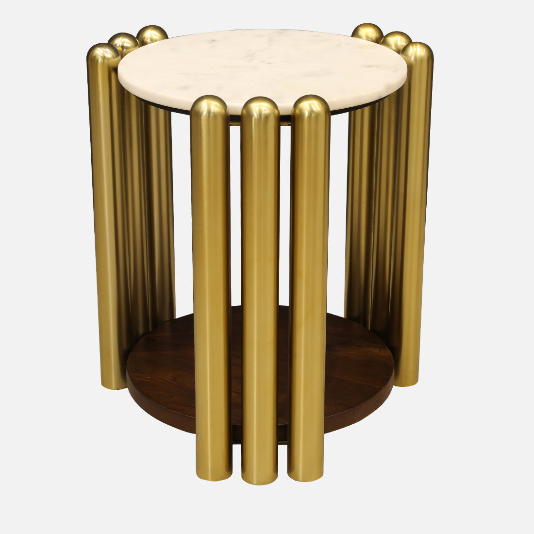 Regalia Marble Top Side Table in White & Gold Colour