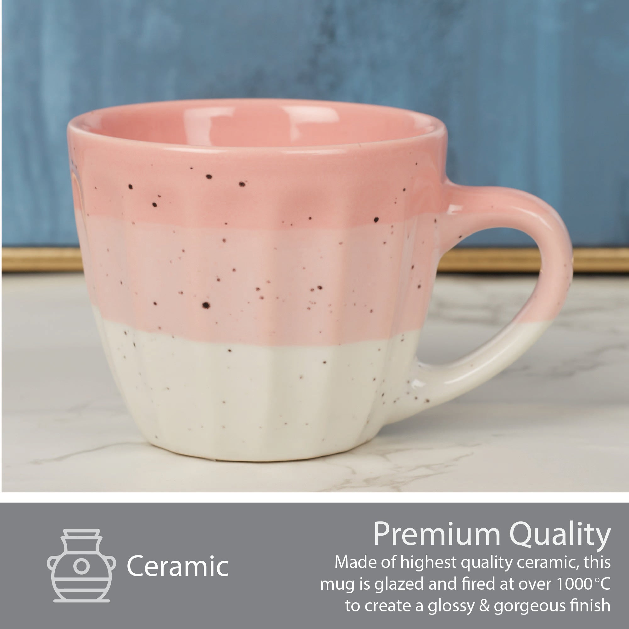 Emilia Ceramic Tea/Espresso Mug 100ml Set of 4 in Dusky Pink Colour
