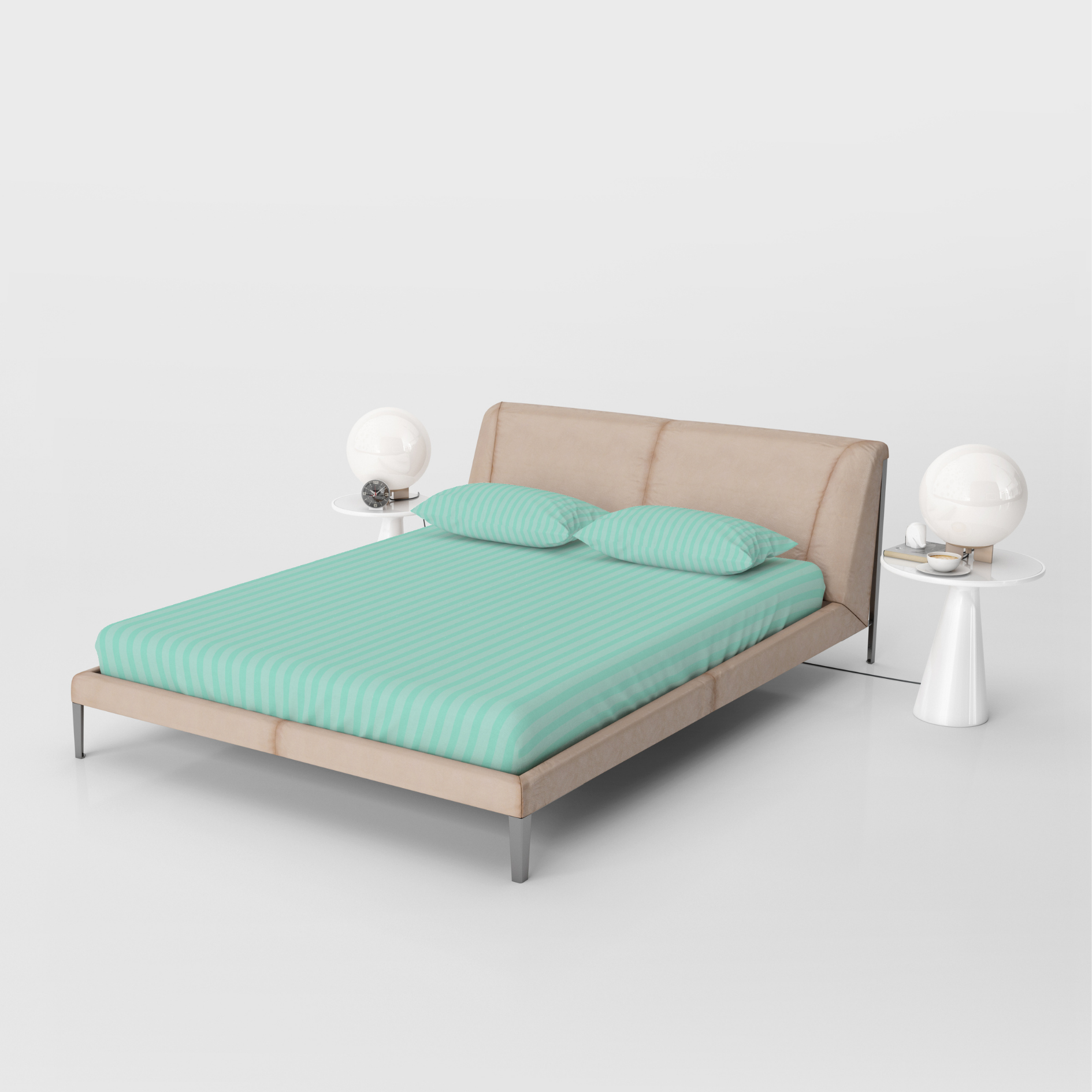 Comfy Beds Double Fitted Sheet Cool Mint,152x198cm