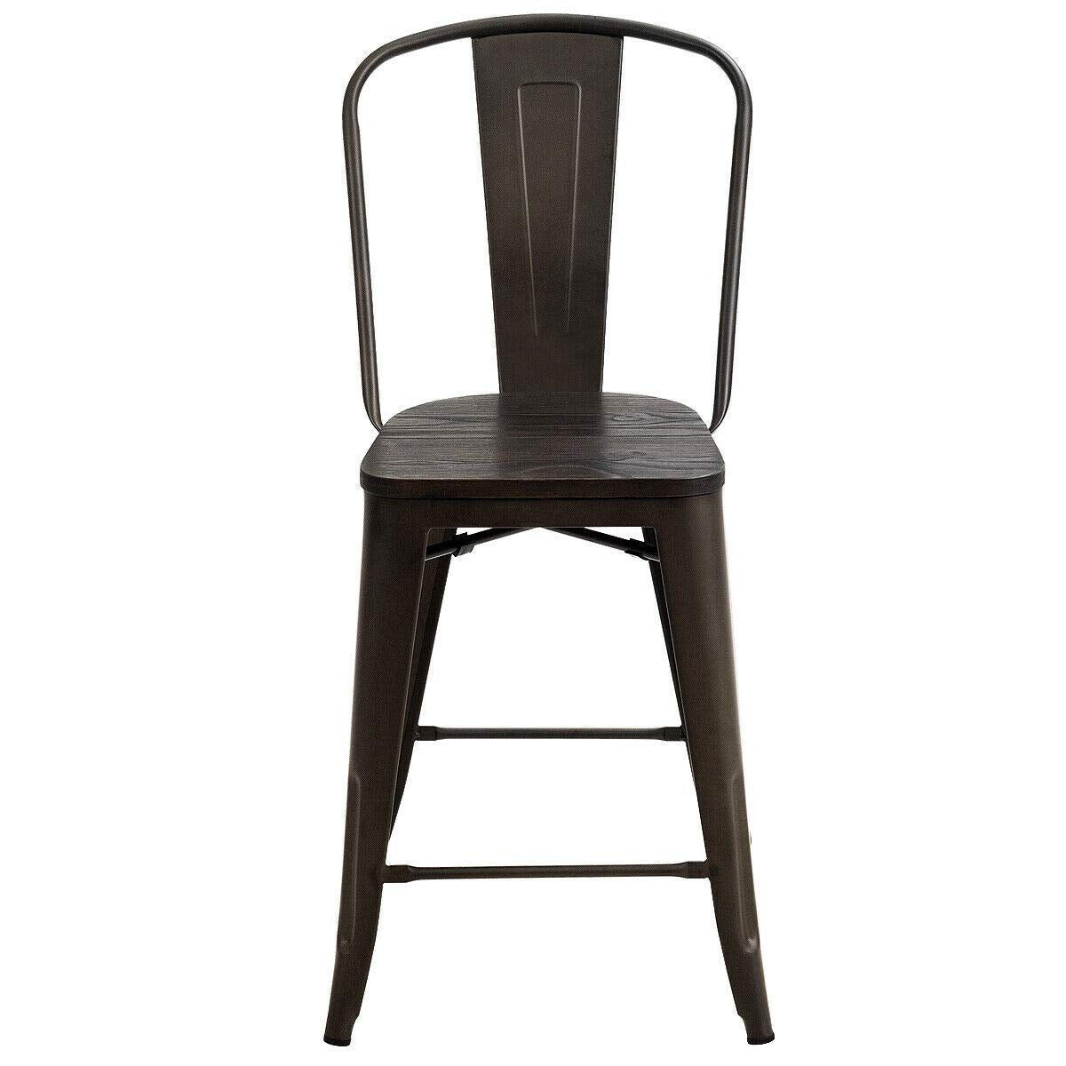 Dining Chairs Set of 4, Metal Counter Height Bar Stools Stackable Industrial Vintage Tolix Style