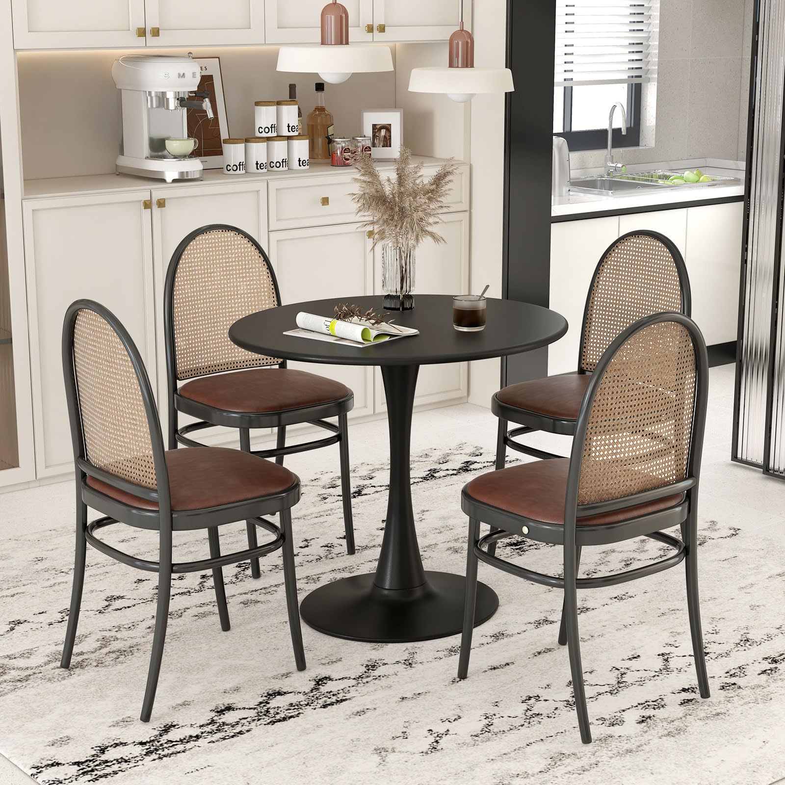 Round Dining Table, 32" Modern Tulip Kitchen Table with 0.9&rdquo; Thickened Tabletop & Sturdy Metal Pedestal