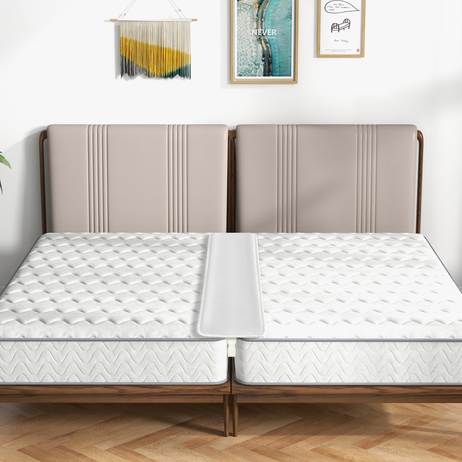 75&rdquo; X 9&rdquo; Wide Bed Bridge Twin to King Converter Kit, Mattress Connector Kit with Adjustable Strap, Split King Gap Filler