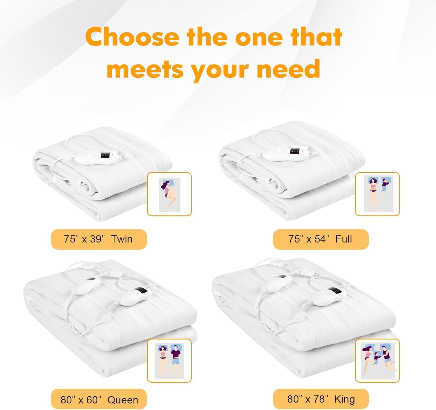 Heated Mattress Pad Twin, Single Electric Mattress Pad Bed Warmer with 8 Heat Settings & 10H Timer, Overheat Protection, Machine Washable