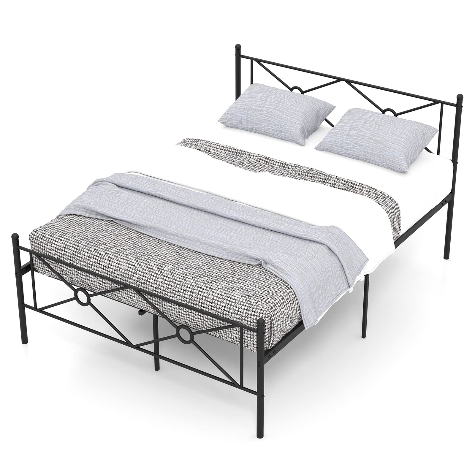 Metal Bed Frame with Headboard & Footboard, Stable Structure
