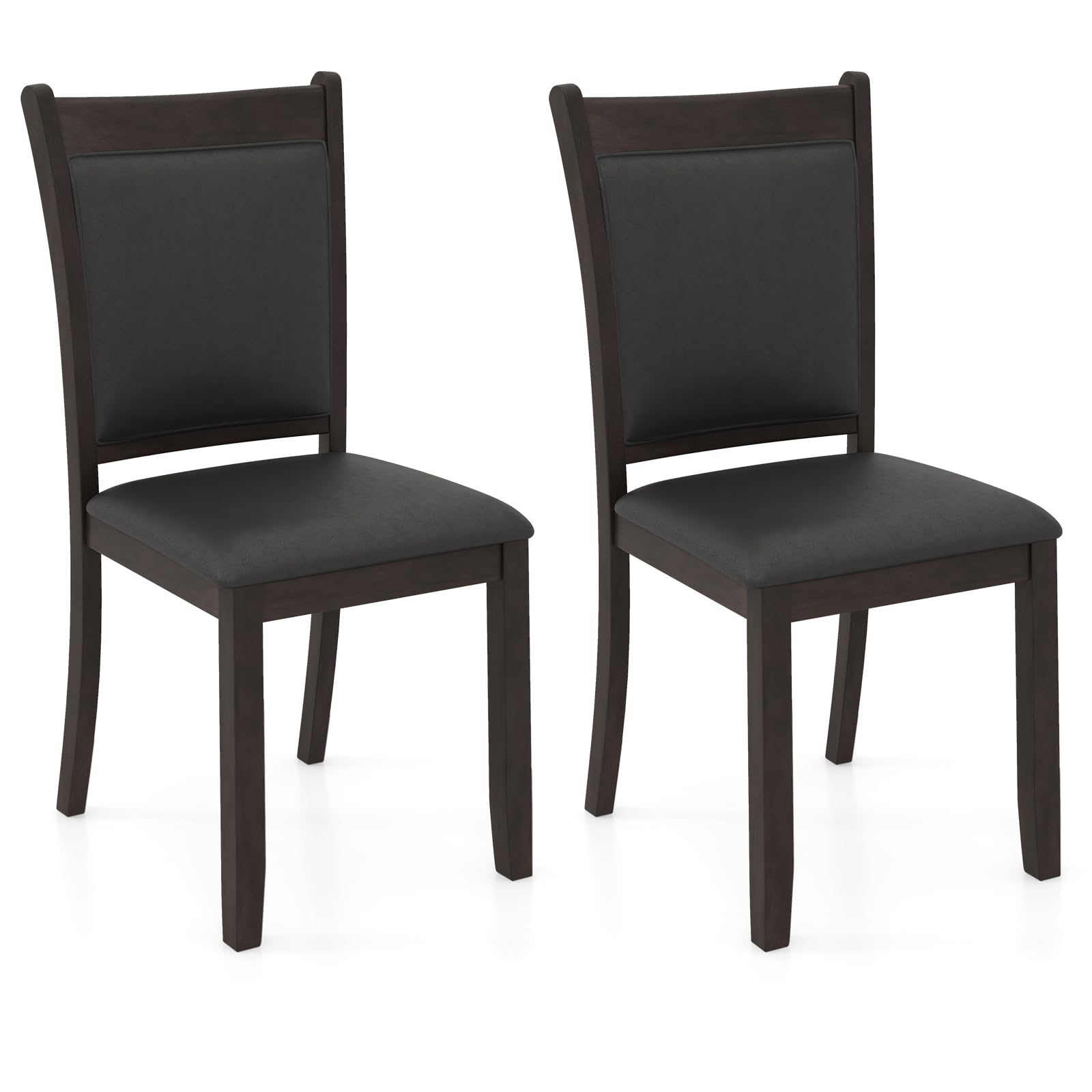 Wooden Dining Chairs Set of 2/4, Modern Armless Kitchen Chairs w/Padded Backrest & Seat, Rubber Wood Frame