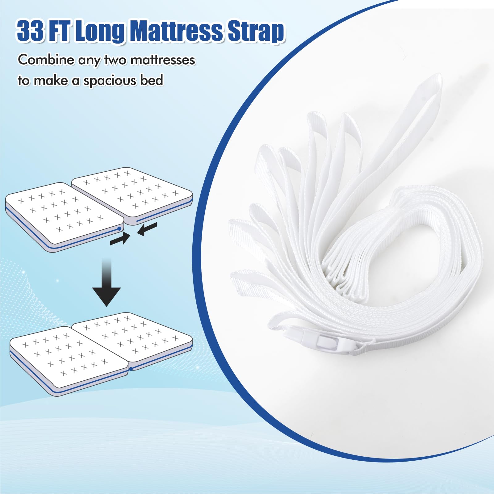 75&rdquo; X 9&rdquo; Wide Bed Bridge Twin to King Converter Kit, Mattress Connector Kit with Adjustable Strap, Split King Gap Filler