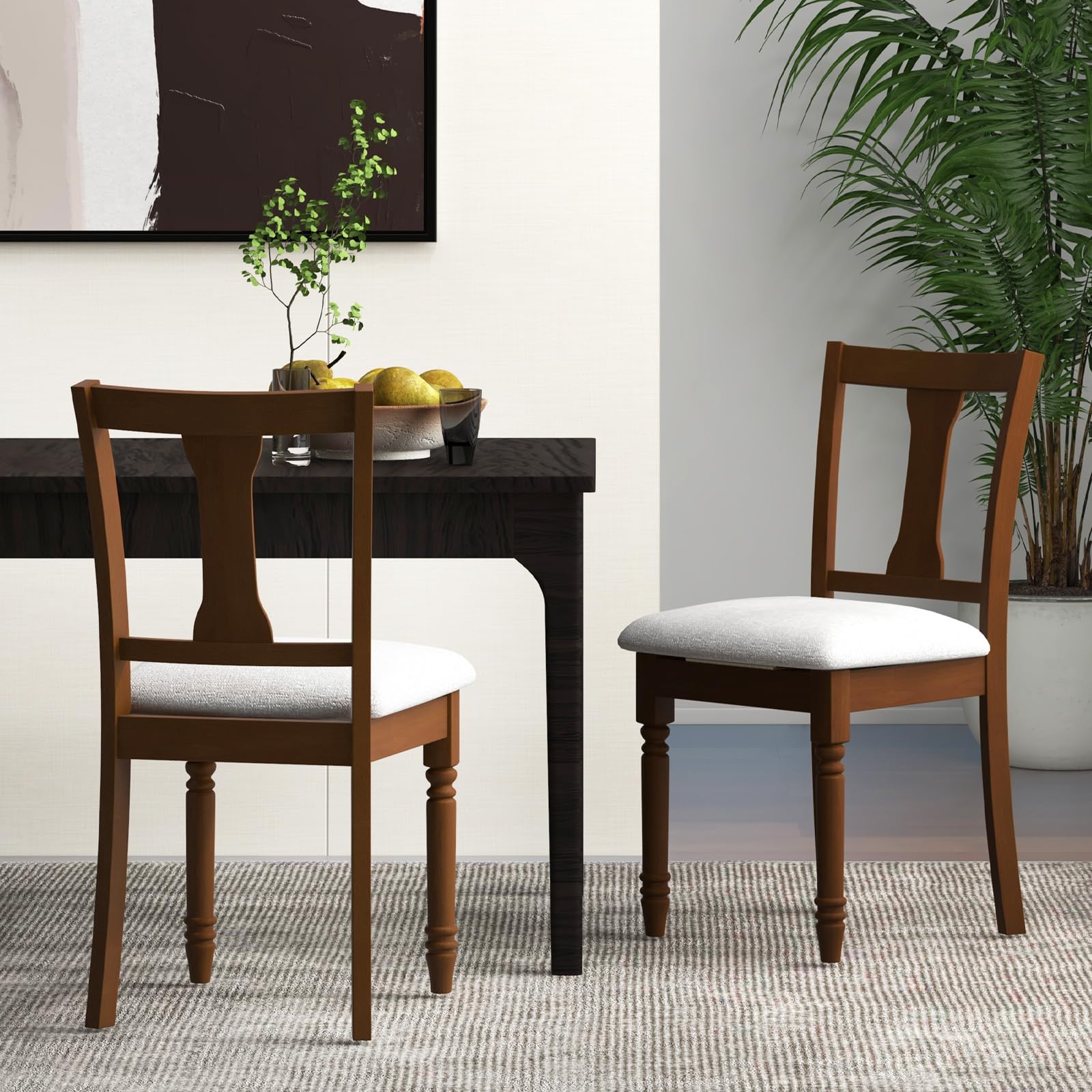 Wood Dining Chairs Set of 2/4 with Flip-up Storage Seat