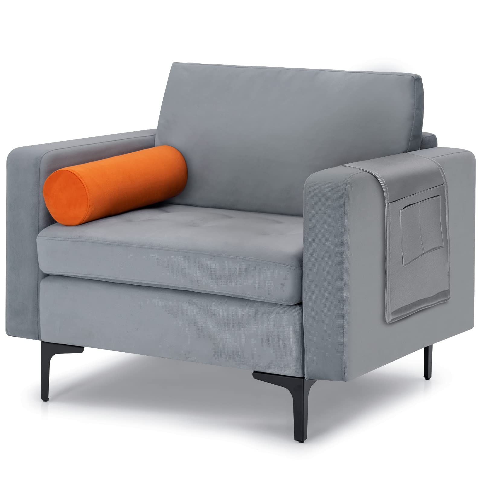 Modern Accent Sofa w/Comfy Cushion Bolster for Bedroom Reception Room