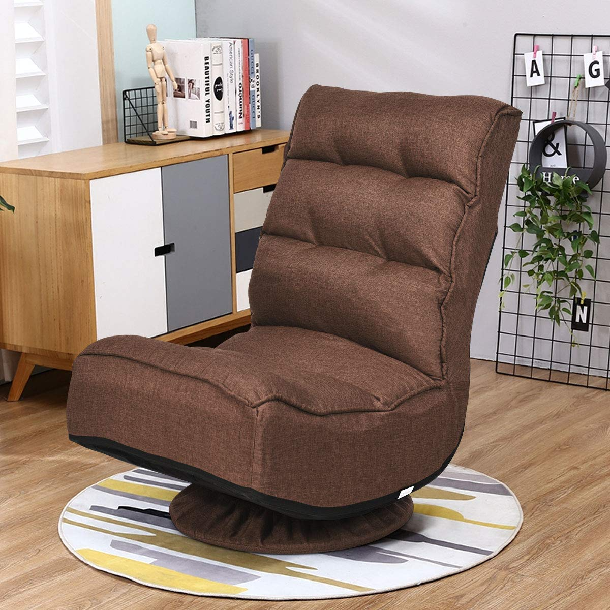 360 Degree Swivel Gaming Chair, 6 Position Adjustable Folding Floor Chair