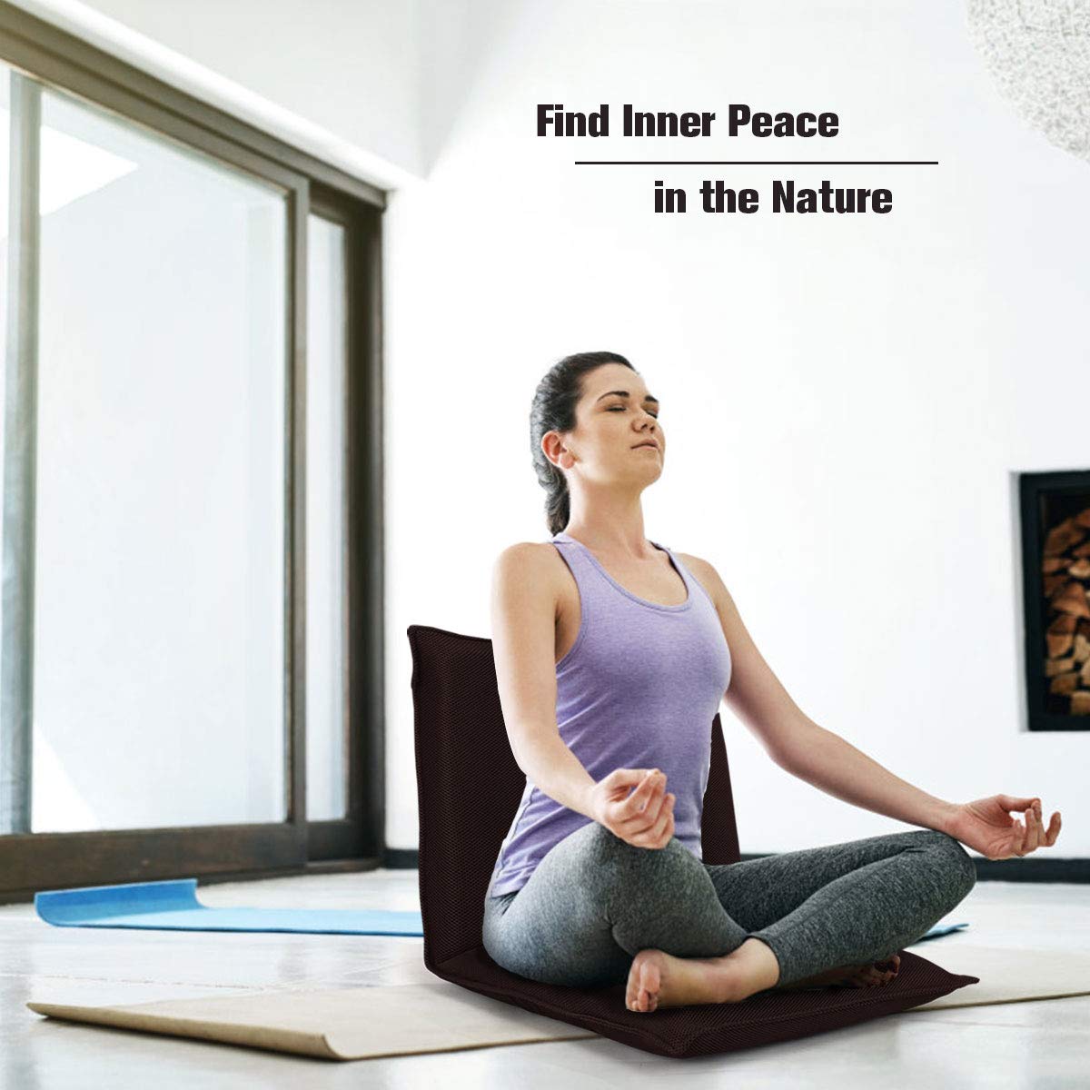 Adjustable Mesh Floor Sofa Chair, 6-Position Multi-Angle Padded Floor Chair for Gaming Reading Meditation
