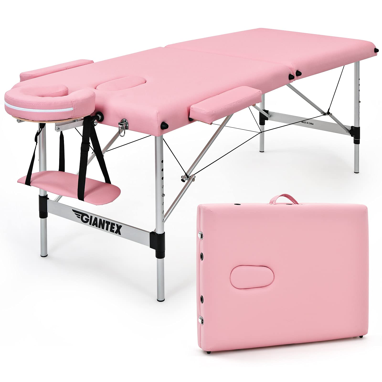 2 Folding Portable Massage Table, Aluminum Frame & Height Adjustable