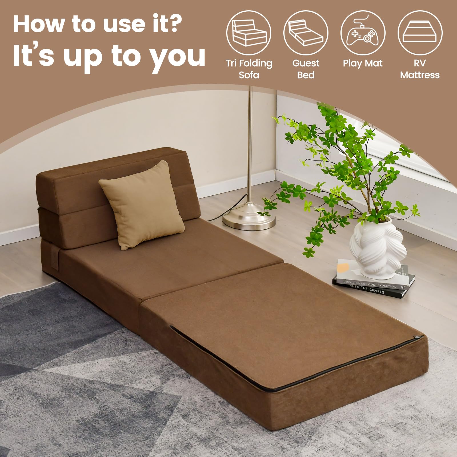 Folding Floor Sofa Bed, Convertible Sleeper Chair Bed