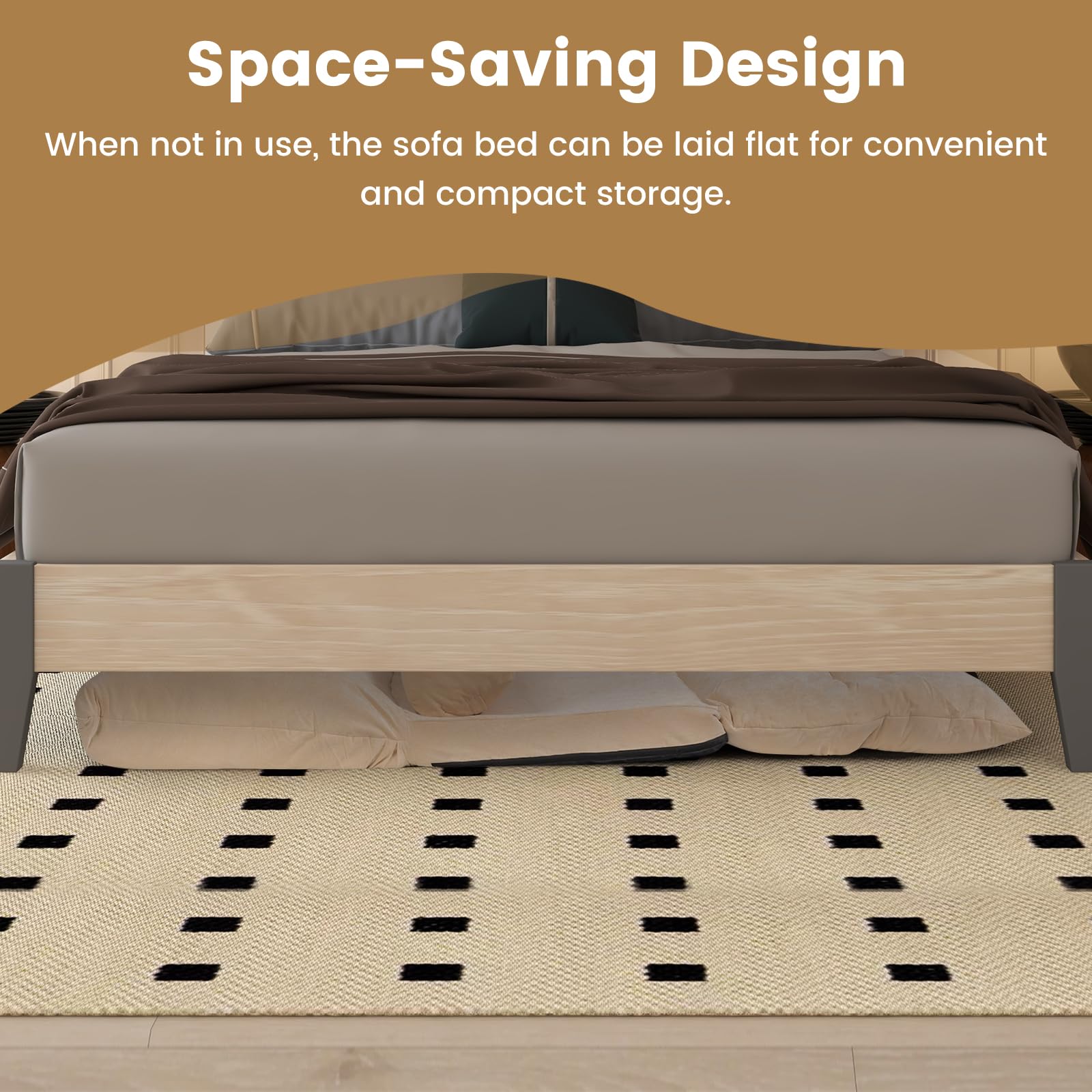 Foldable Floor Lazy Sofa with 2 Pillows