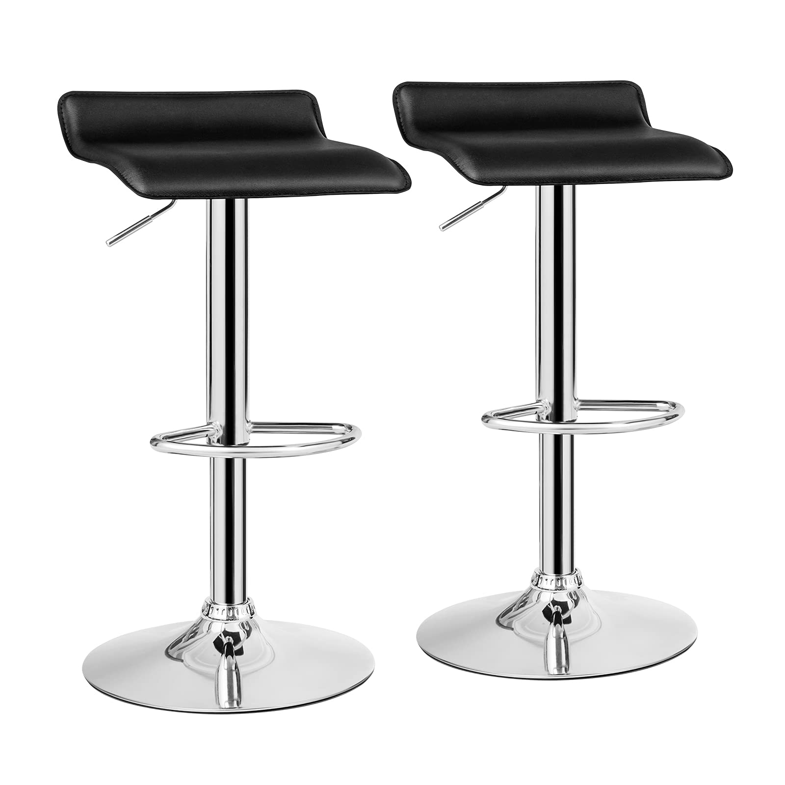 Bar Stools Set of 2/4, Adjustable Swivel PU Leather Barstools w/Footrest, Chrome Base