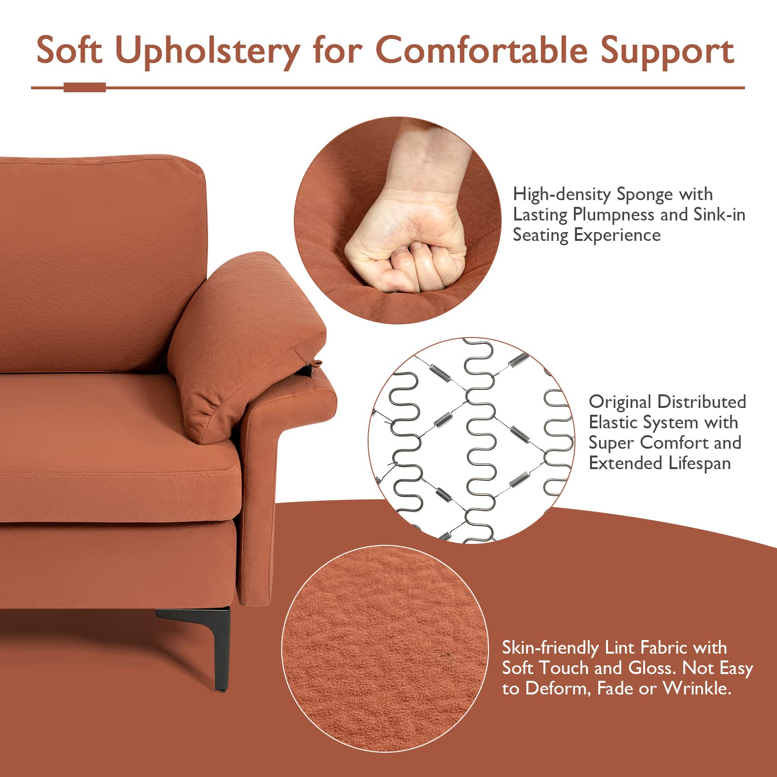 100.5 Inch Convertible L-Shaped Sectional Sofa Couch, 3-Seat Sofa with Reversible Chaise Lounge