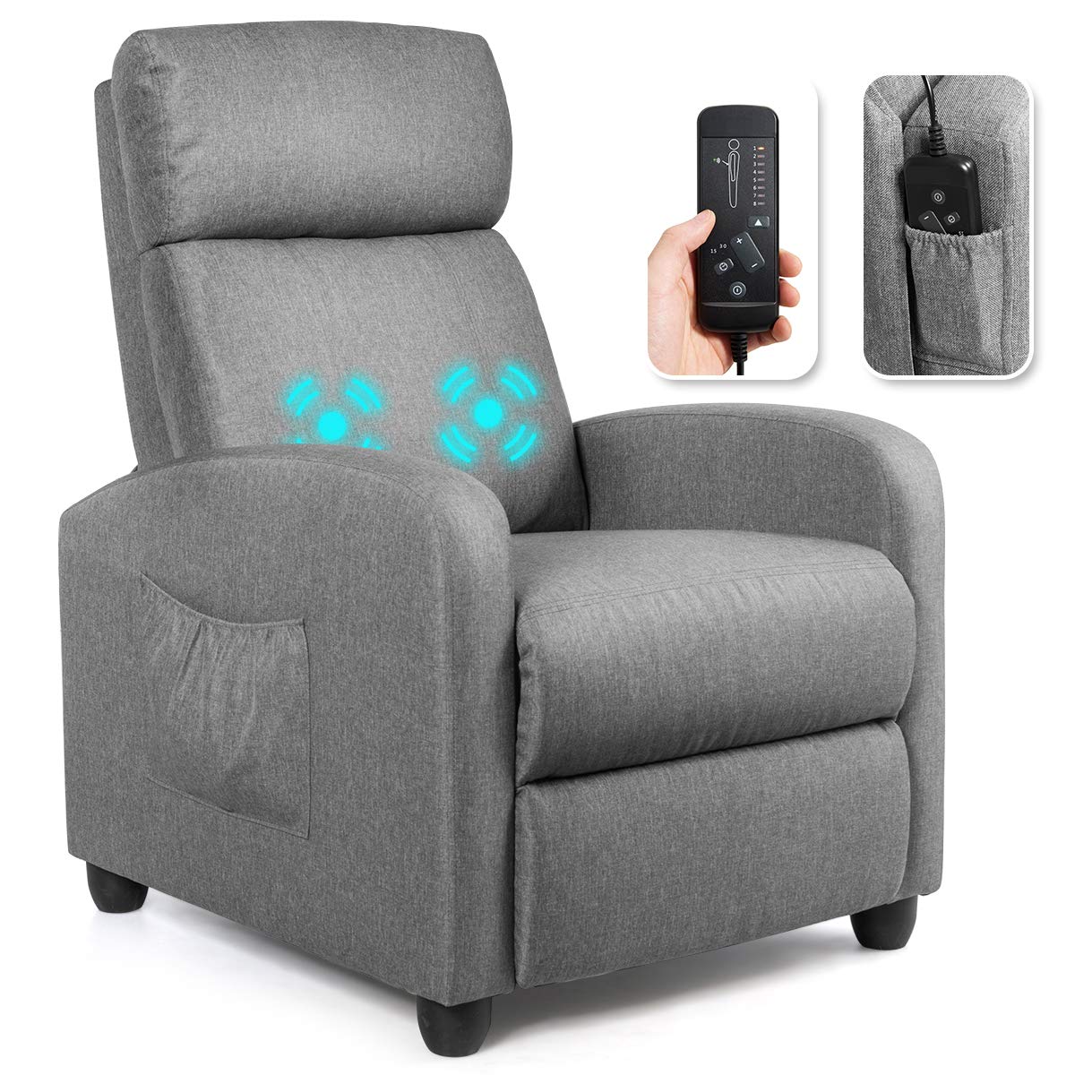 Recliner Chair for Living Room, Recliner Sofa Wingback Chair w/Massage Function