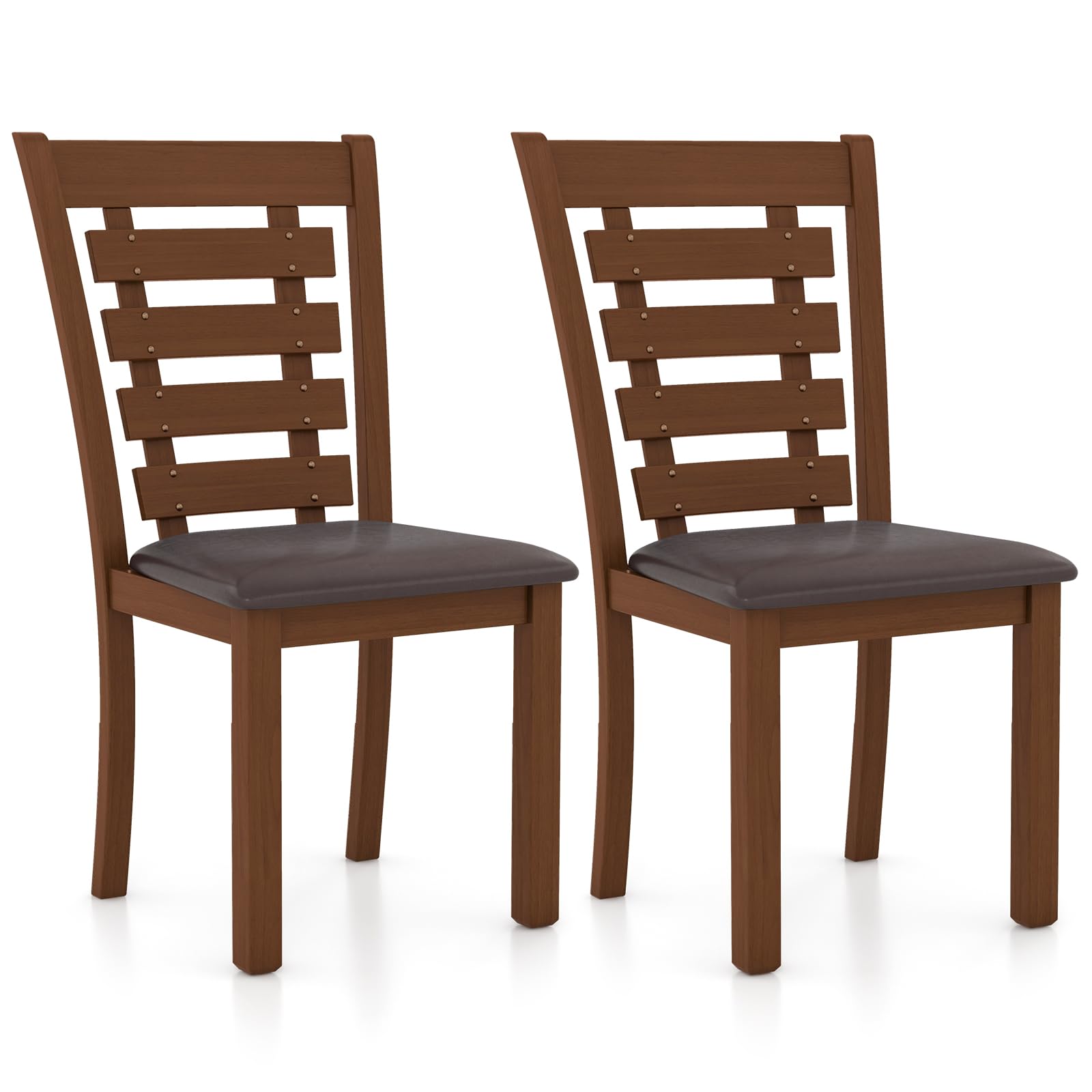 Wood Dining Chairs Set of 2/4, Farmhouse High Back PU Leather Dining Room Chair
