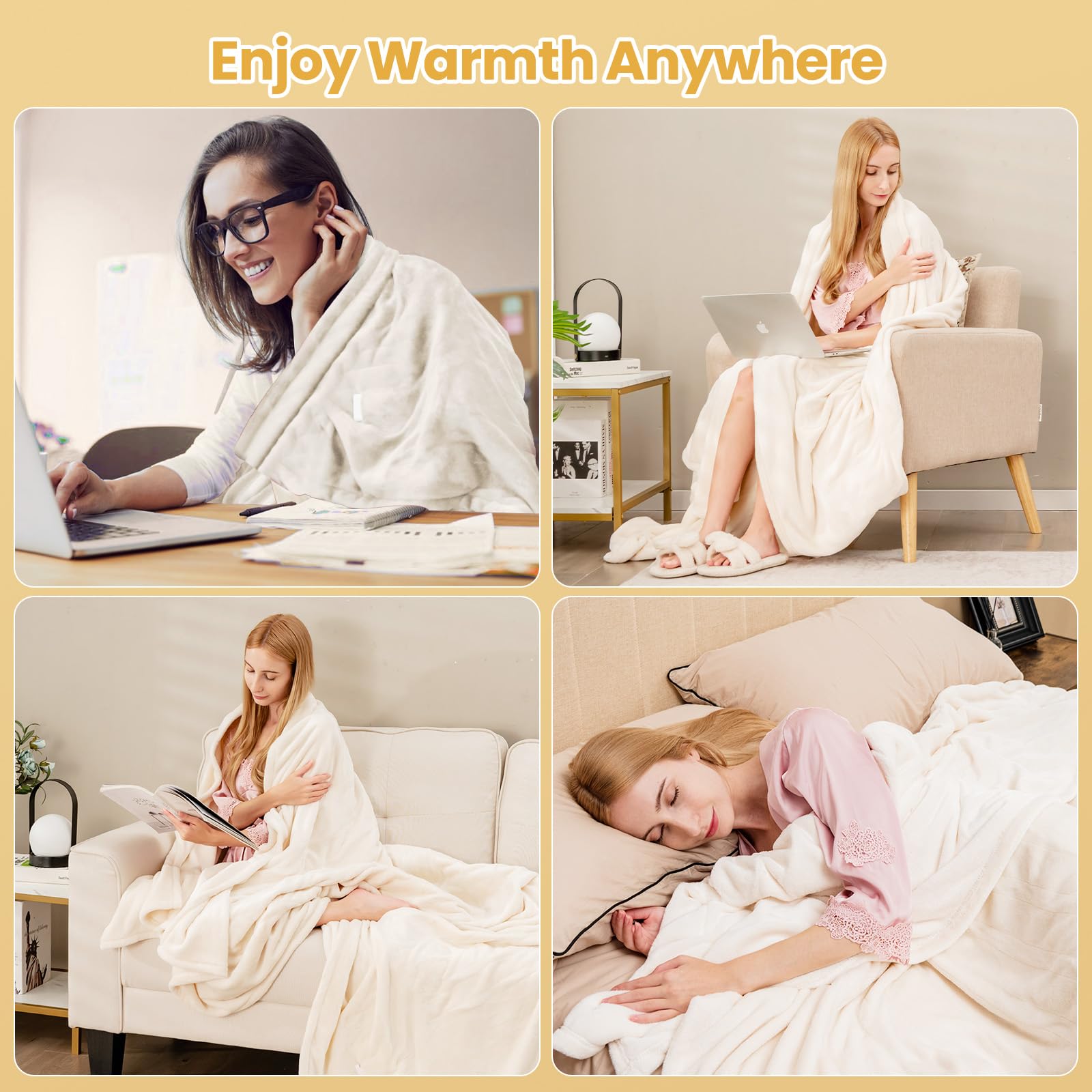 Heated Blanket Electric Blanket Twin Size 84&rsquo;&rsquo; x 62&rsquo;&rsquo; Heating Blanket with 10 Heating Levels & 12 Hour Selectable Auto Shut-Off