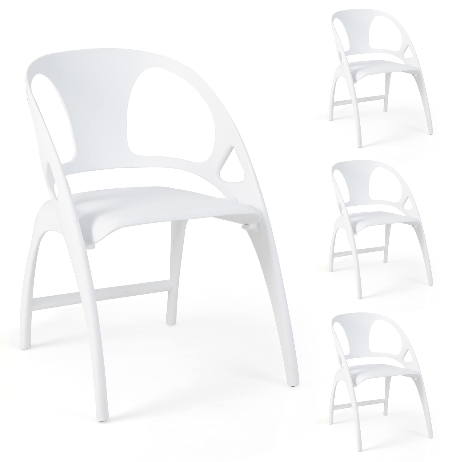 Folding Dining Chairs Set of 2/4, Outdoor Plastic Dining Chairs with Armrest and High Backrest