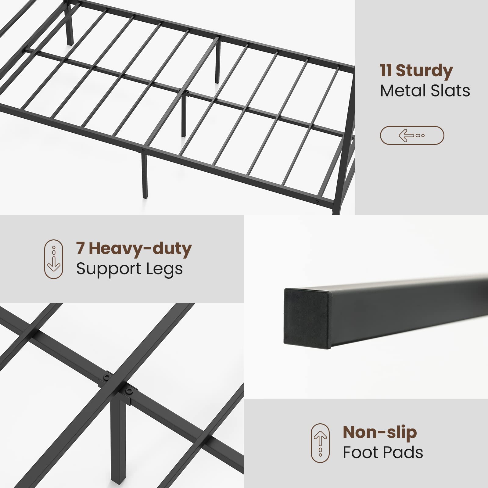 Metal Canopy Bunk Bed, Modern 4 Poster Canopied Platform Bed with Headboard