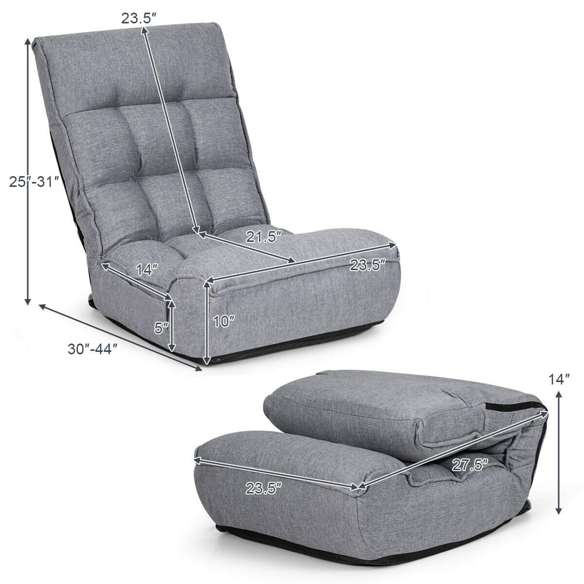  Folding Floor Lounge Chair with 5-Position Adjustable Head & 4-Position Adjustable Backrest