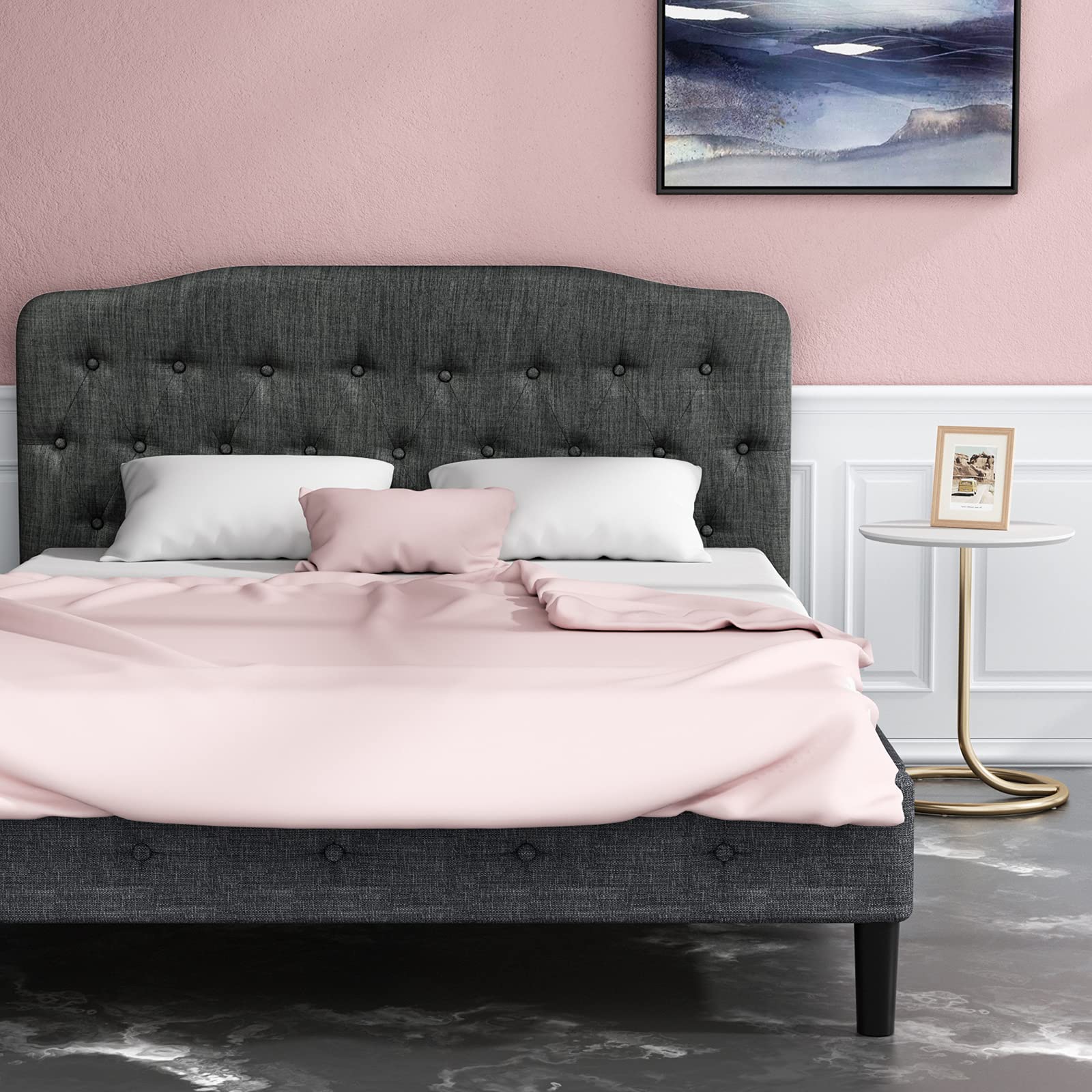 Upholstered Headboard, Adjustable Height from 38" to 53" Platform