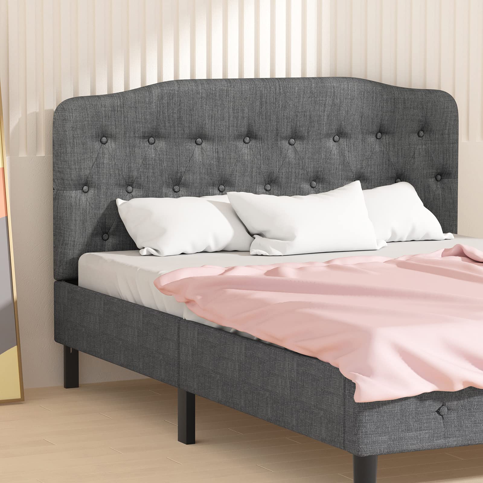 Upholstered Headboard, Adjustable Height from 38" to 53" Platform