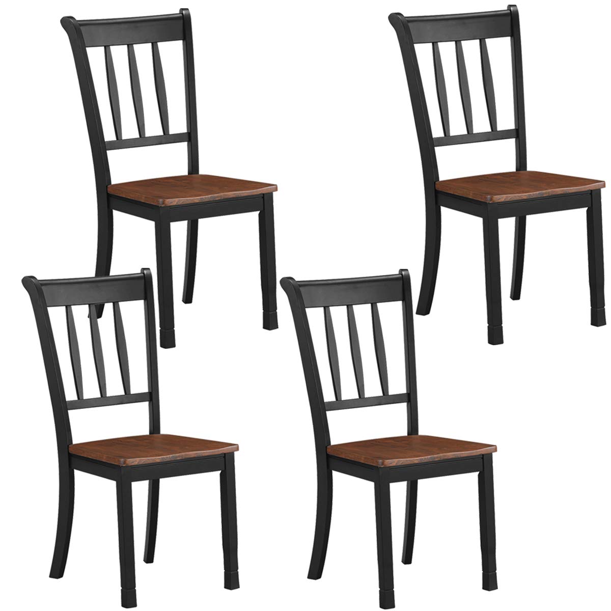 Set of 2/4 Wood Solid Rubber Wood Armless Dining Chairs with Non-Slip Foot Pads