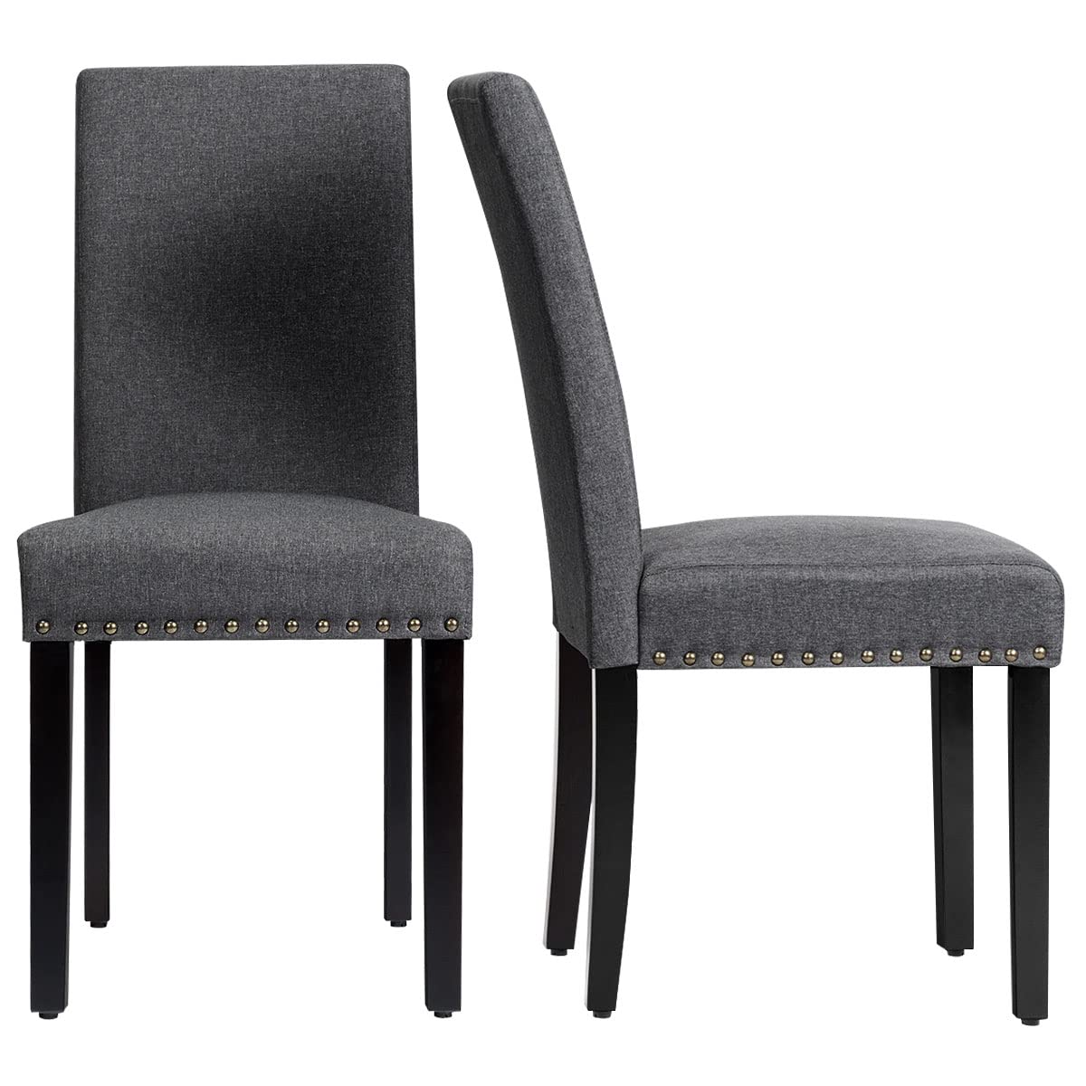 Upholstered Dining Chairs Set of 2, Fabric Side Chairs with Wood Legs, Soft Padded Seat