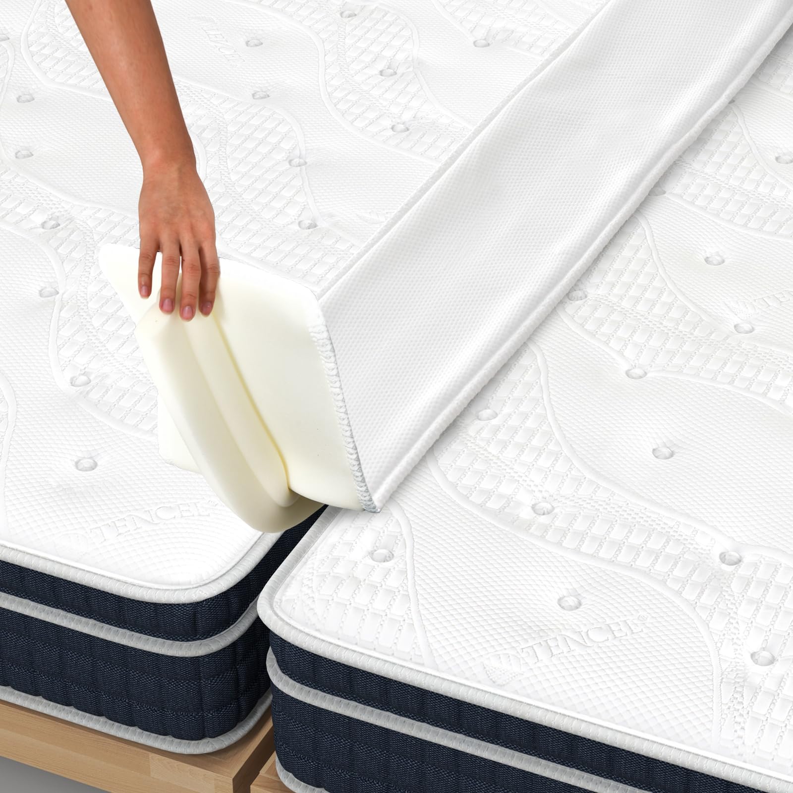 75&rdquo; X 9&rdquo; Wide Bed Bridge Twin to King Converter Kit, Mattress Connector Kit with Adjustable Strap, Split King Gap Filler
