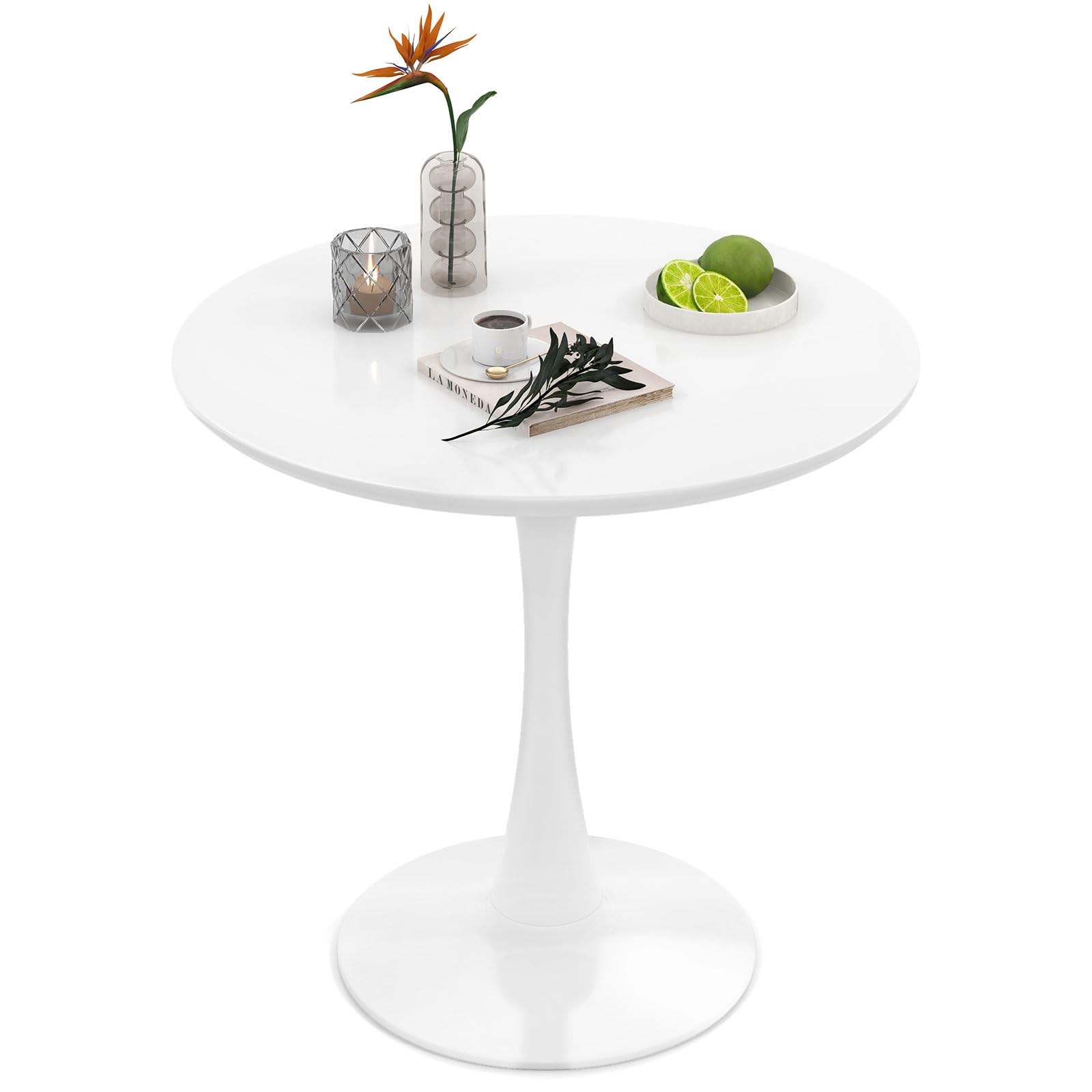 Round Dining Table, 32" Modern Tulip Kitchen Table with 0.9&rdquo; Thickened Tabletop & Sturdy Metal Pedestal