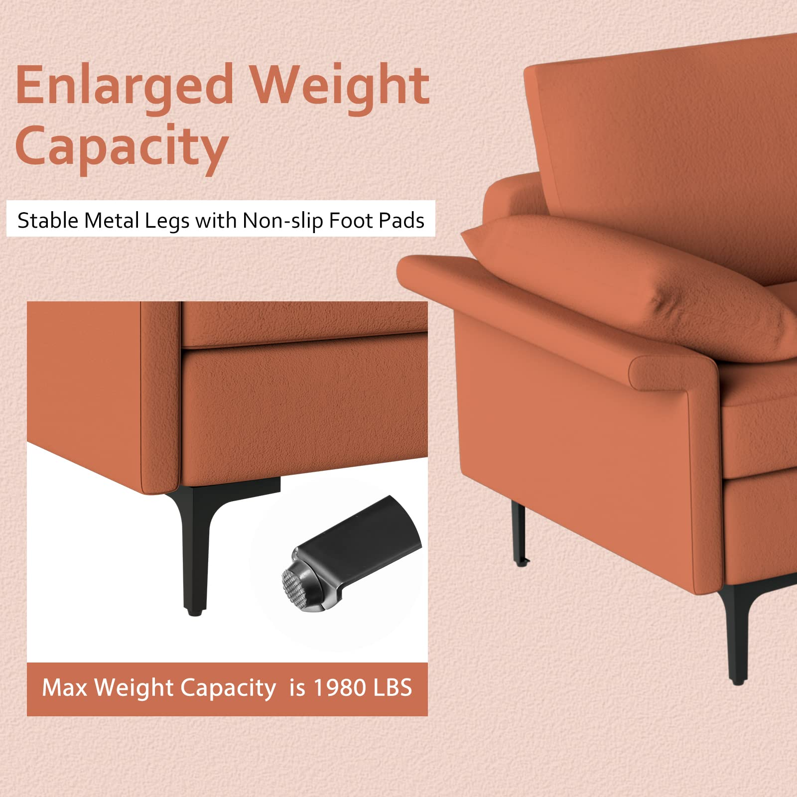 100.5 Inch Large Sectional Sofa, 3 Seat Couch with 3-Hole Outlet & 2 USB Ports