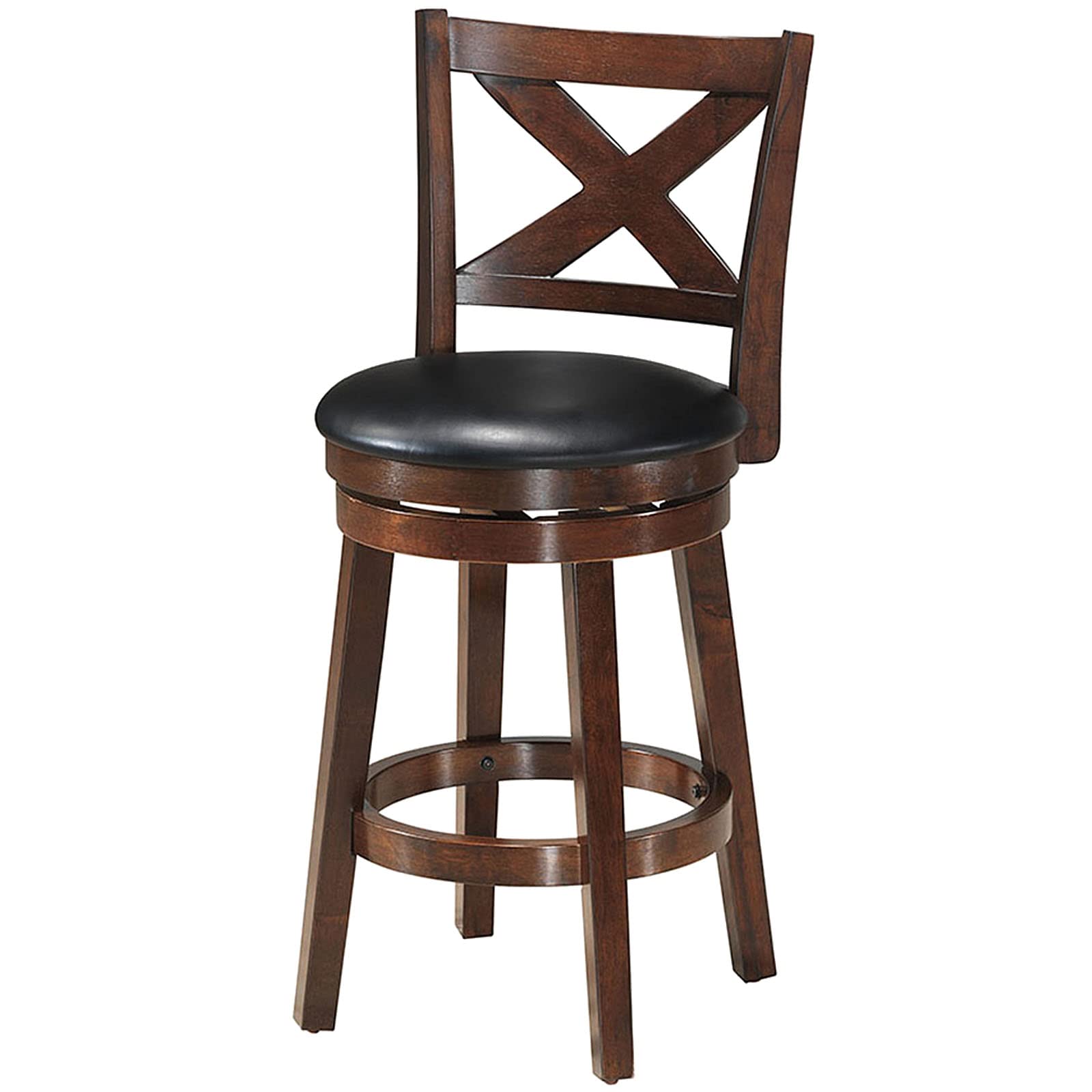 Bar Stools, Counter Height Dining Chair, Fabric Upholstered 360 Degree Swivel, PVC Cushioned Seat