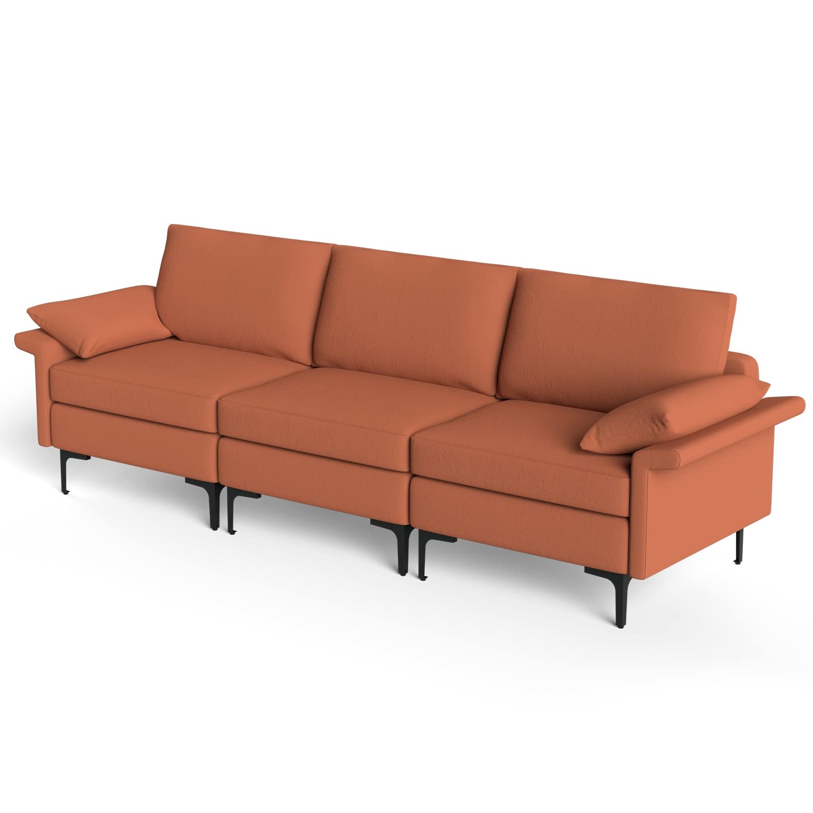 100.5 Inch Large Sectional Sofa, 3 Seat Couch with 3-Hole Outlet & 2 USB Ports