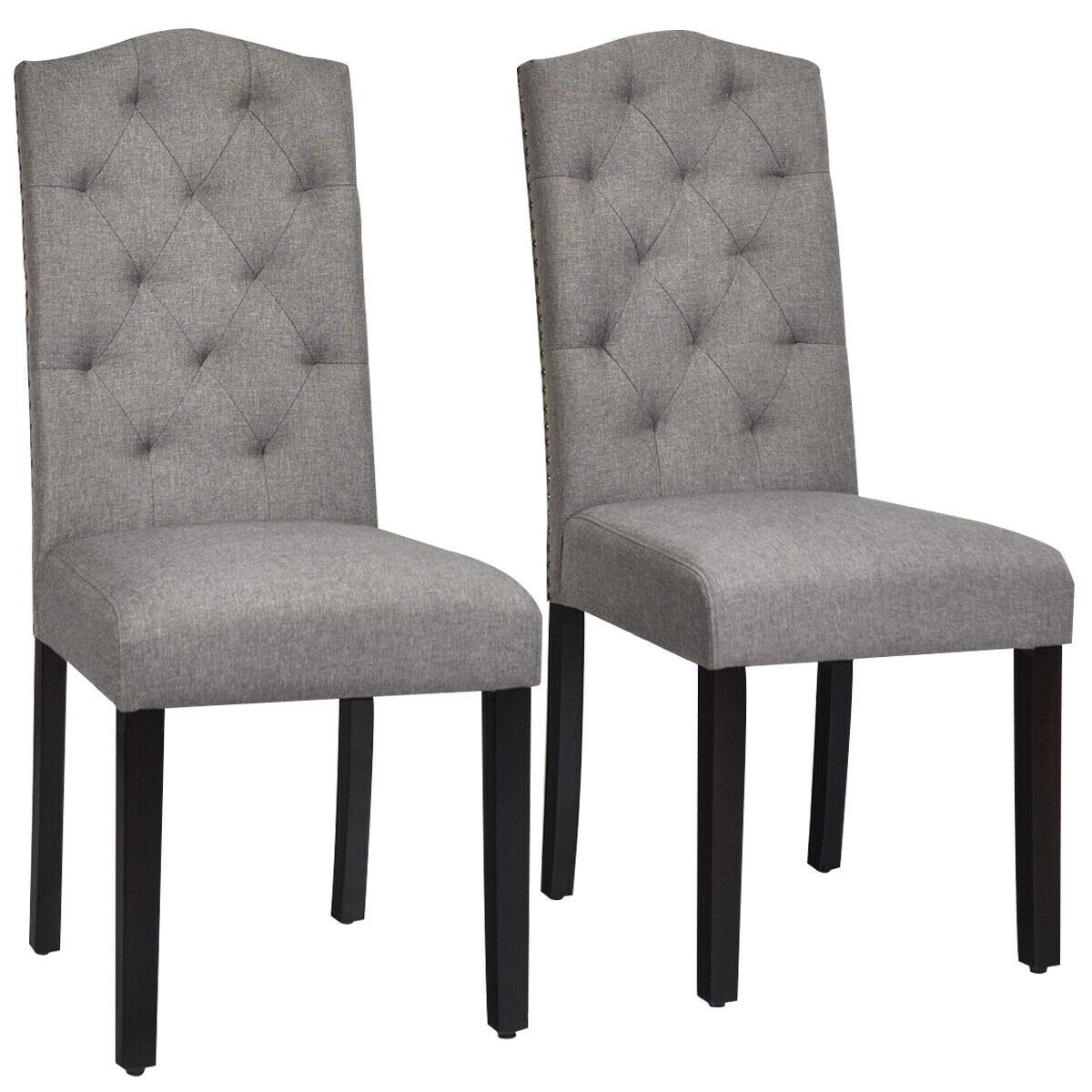 Set of 2/4 Tufted Fabric Dining Chairs with Padded Seat and Tall Backrest