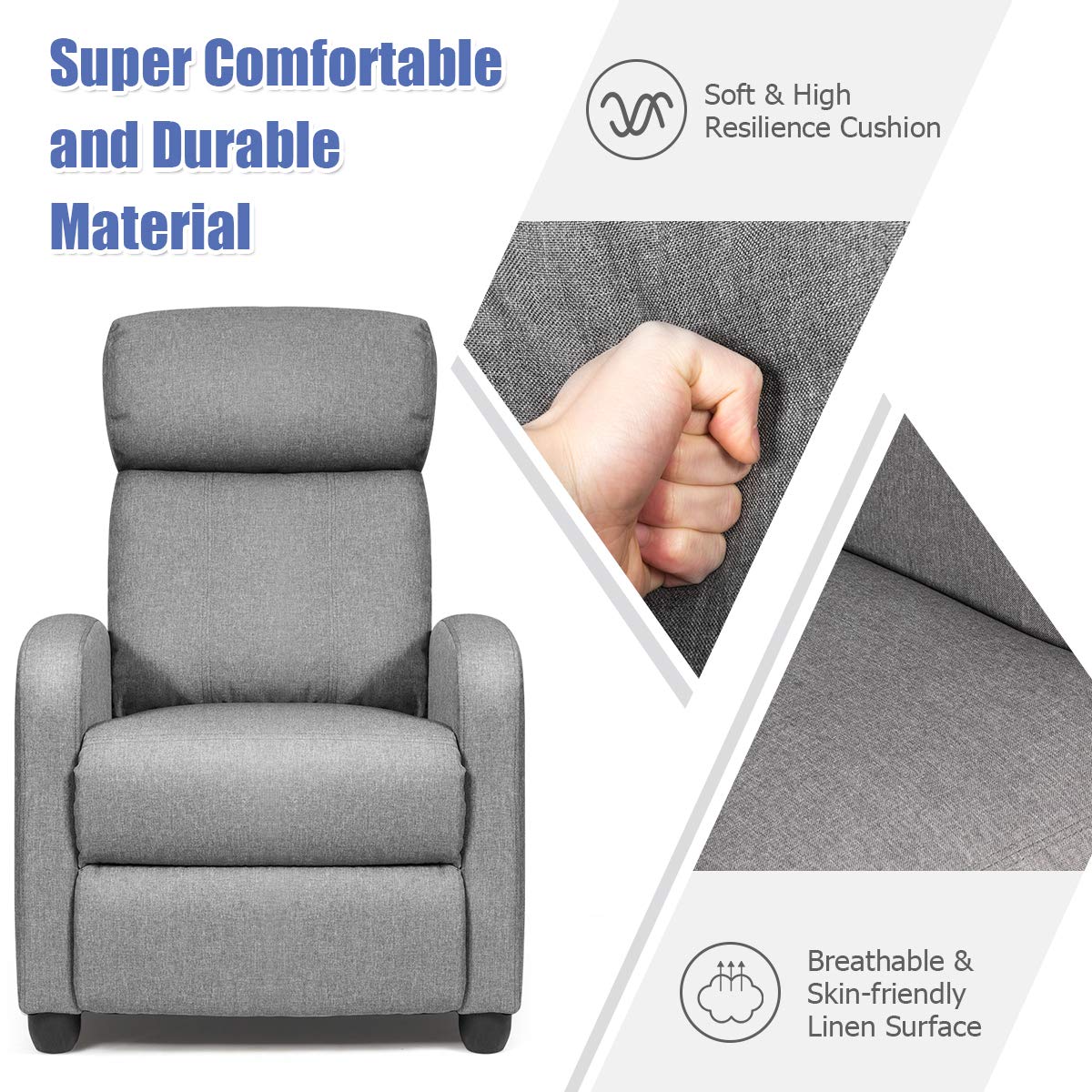 Recliner Chair for Living Room, Recliner Sofa Wingback Chair w/Massage Function