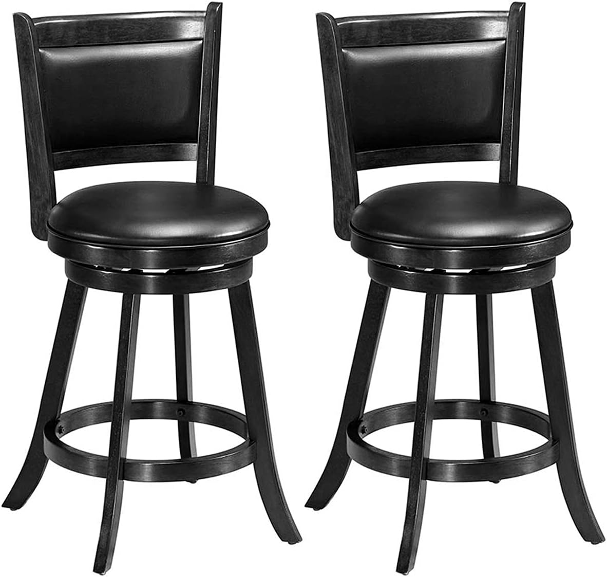 Bar Stools Set of 2/4 360 Degree Swivel, Accent Wooden Swivel Seat Counter Height Bar Stool