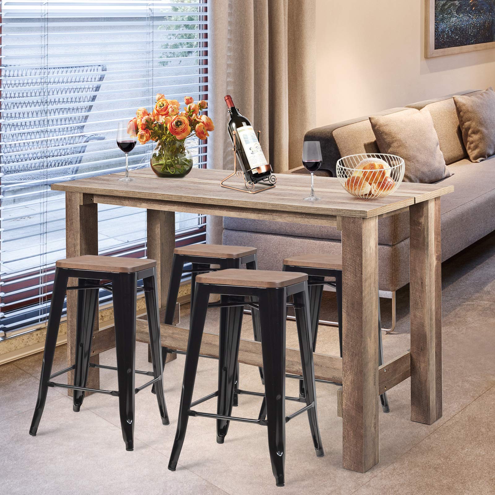 Counter Height Dining Table for 4-6, Large Rectangular Kitchen Table
