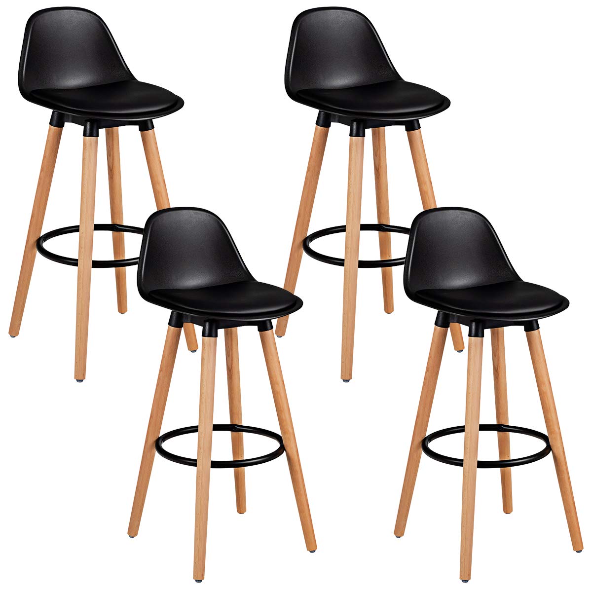 Bar Stools Set of 2/4, Modern Armless Kitchen Stool with Soft PU Leather Seat