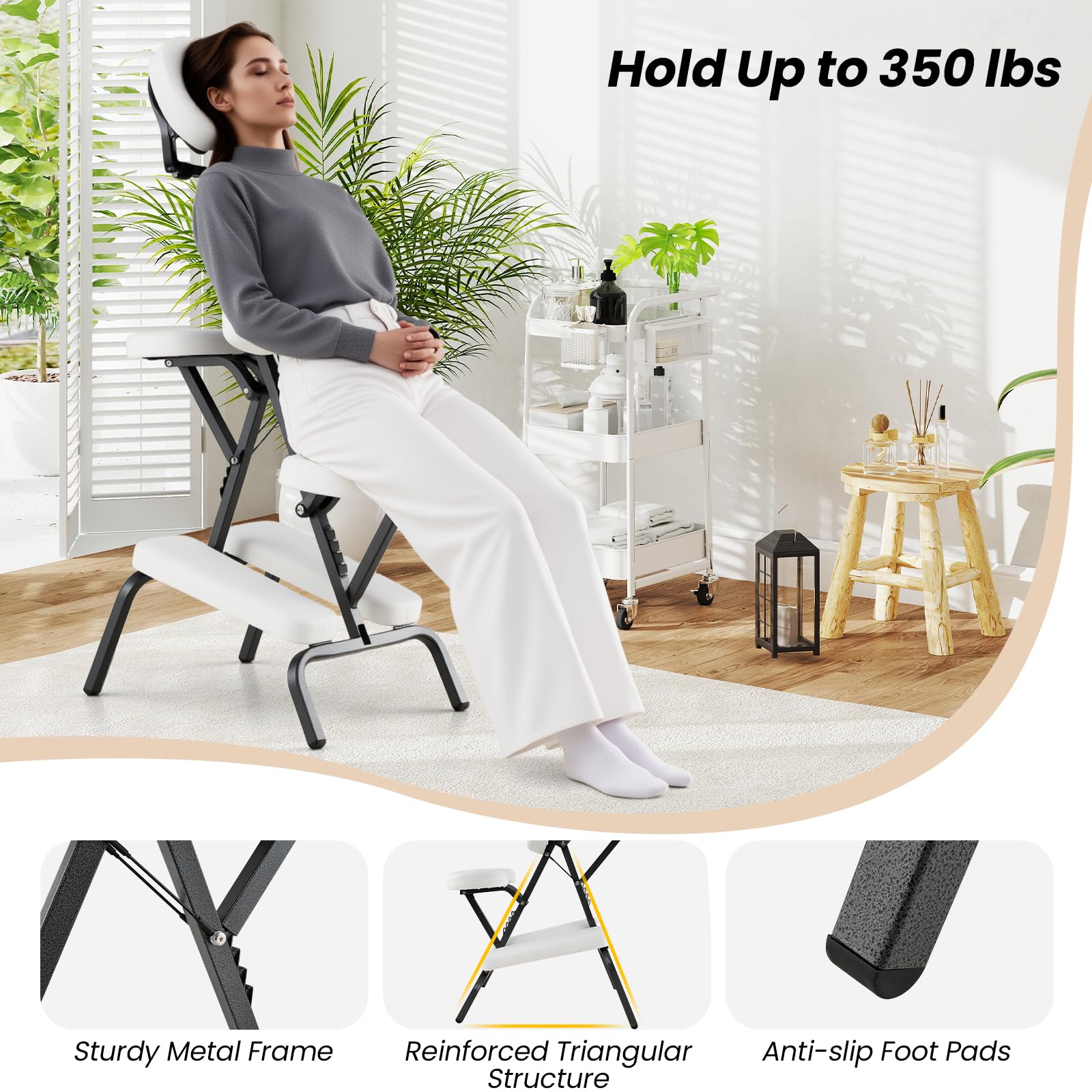 Portable Light Weight Massage Chair, Travel Massage Tattoo Spa Chair w/Carrying Bag