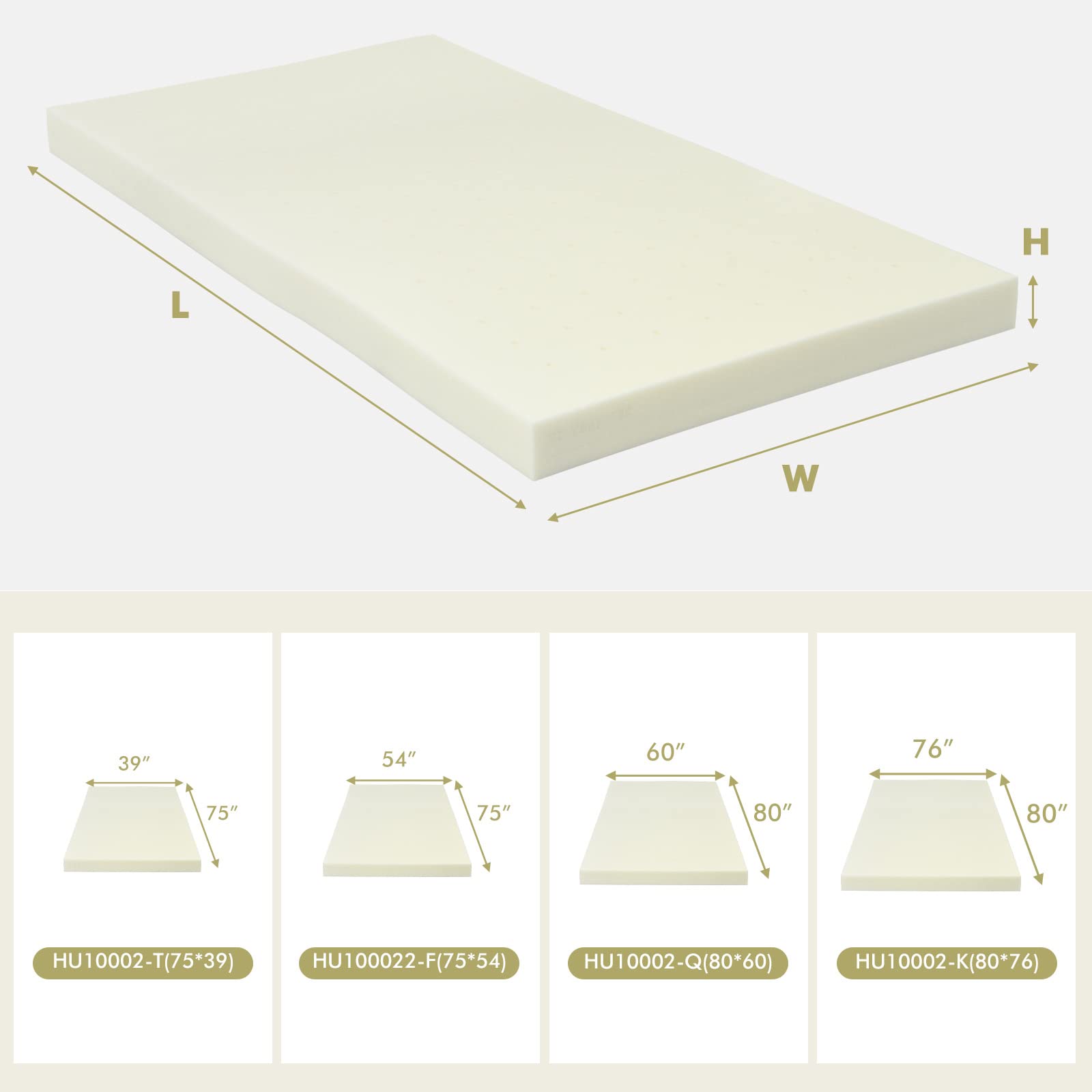 Mattress Topper, Ventilated Memory Foam Mattress Topper for Bed, 3 Inch