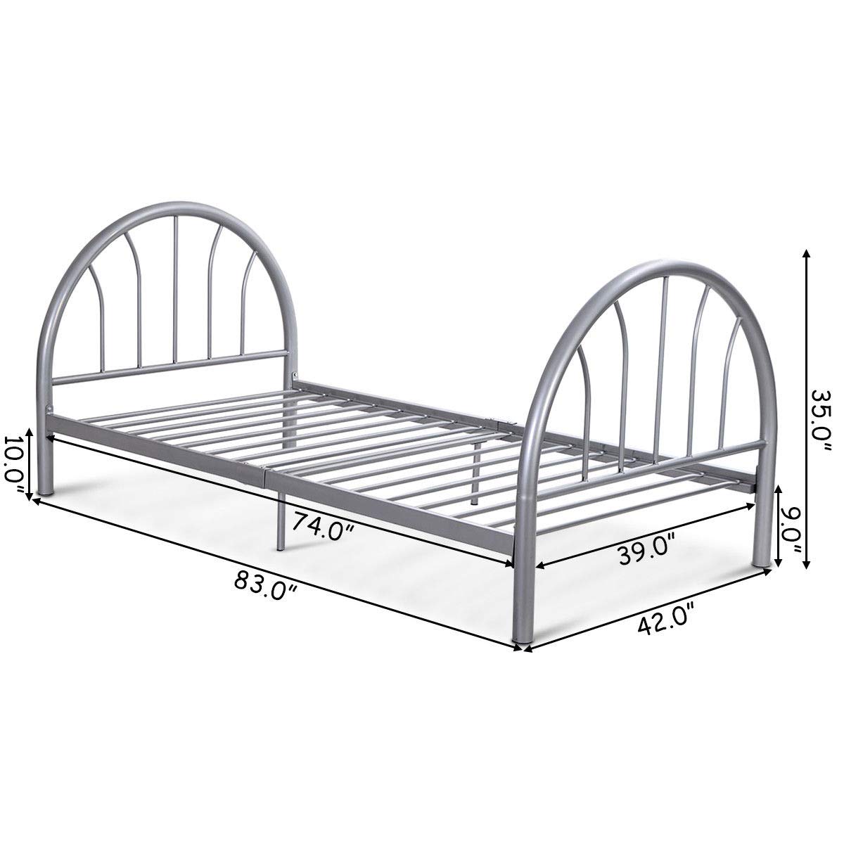 83"x42"x35" Twin Size Metal Bed Platform Bed Frame