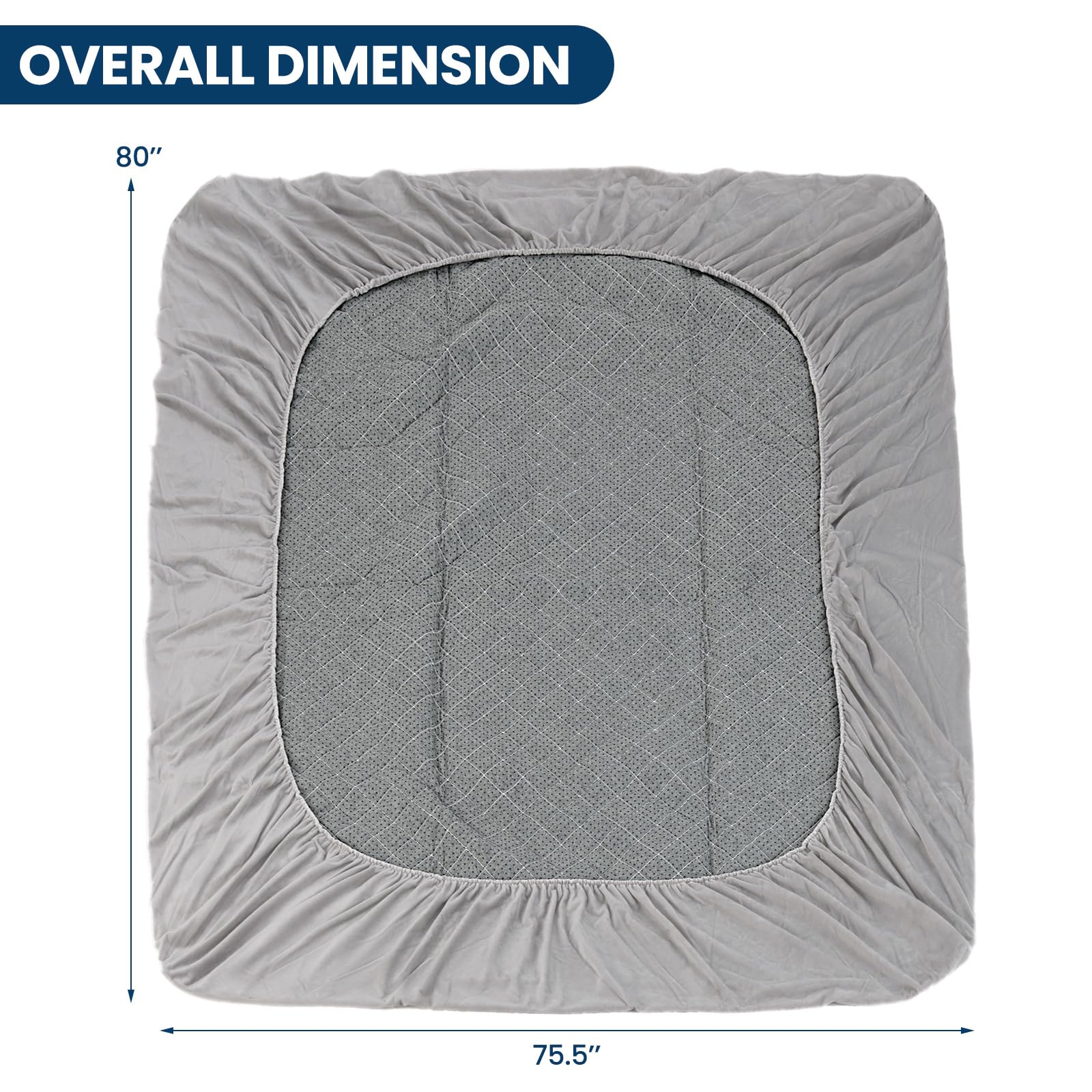 Mattress Topper Cover, Soft Velvet Mattress Protector with Deep Pockets, Elastic Sides & Anti-Slip Bottom