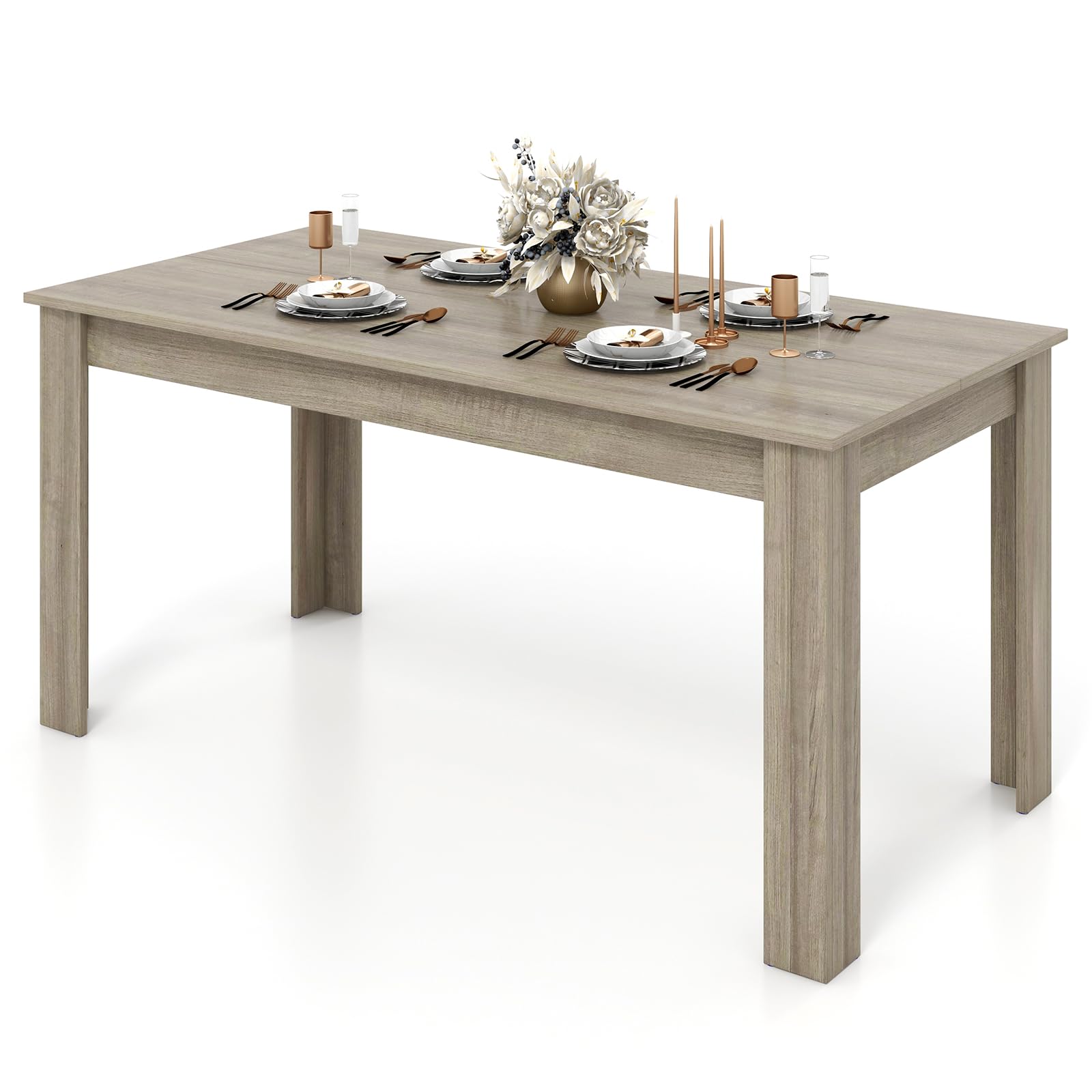 Black Dining Table for 6, Wood Rectangular Table, 63" L x 31.5" W x 30" H Large Farmhouse Center Table