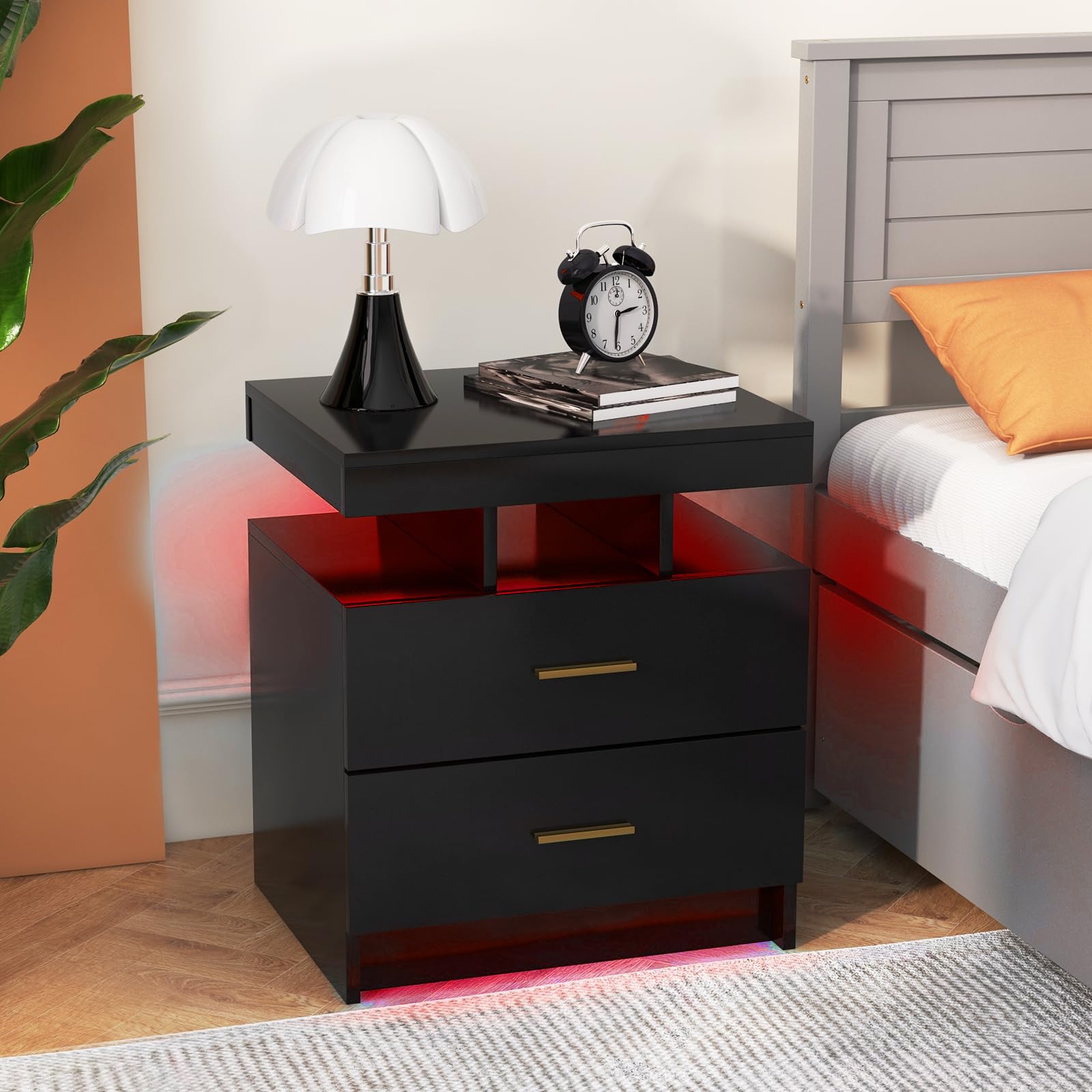 Modern Nightstand with LED Lights（1/2）