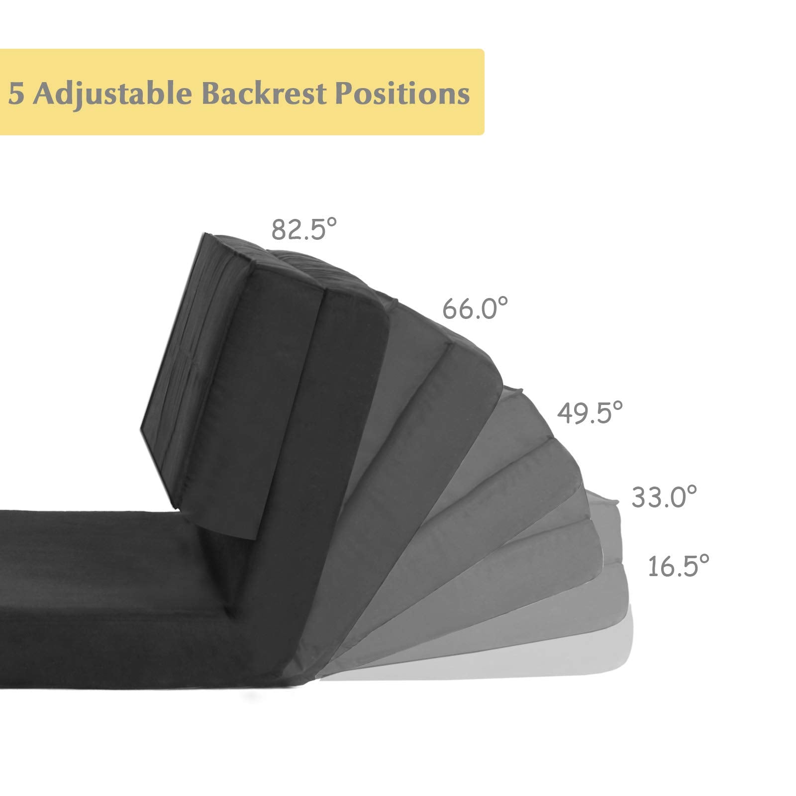 5-Position Adjustable Convertible Flip Chair, Sleeper Dorm Game Bed Couch Lounger Sofa Chair Mattress